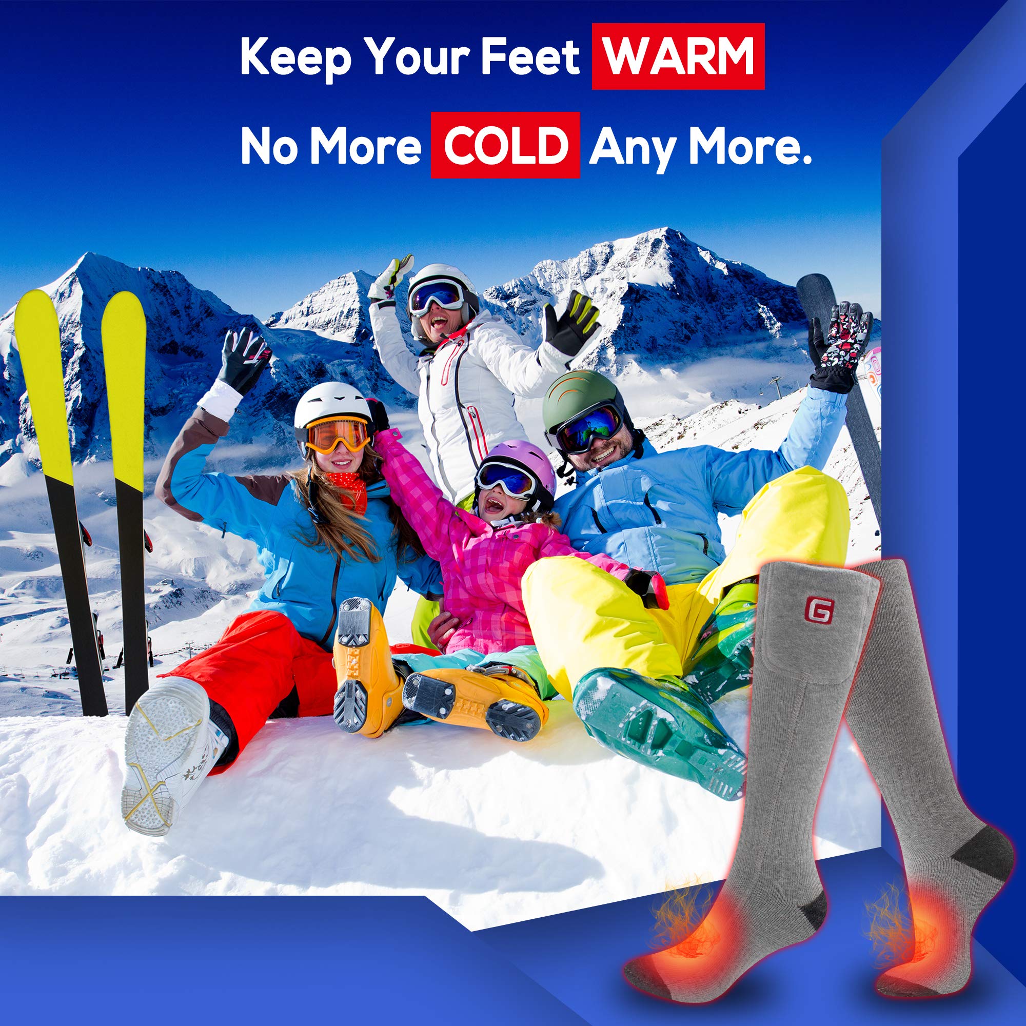 Autocastle Rechargeable Electric Heated Socks for Men & Women - Battery-Powered Winter Thermal Socks, Washable Foot Warmers for Outdoor Activities - Perfect for Hunting, Camping, Skiing & Hiking in Cold Weather
