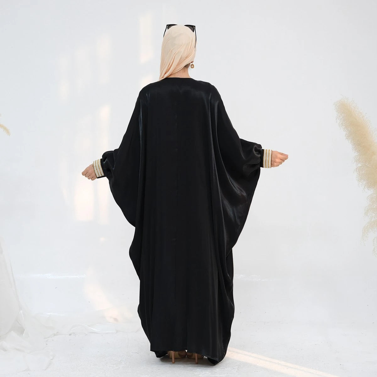 Gleam Cardigan Open Abaya Dress #25848 - Elegant Muslim Women's Long Kimono Cover-Up for Prayer, Home & Special Occasions