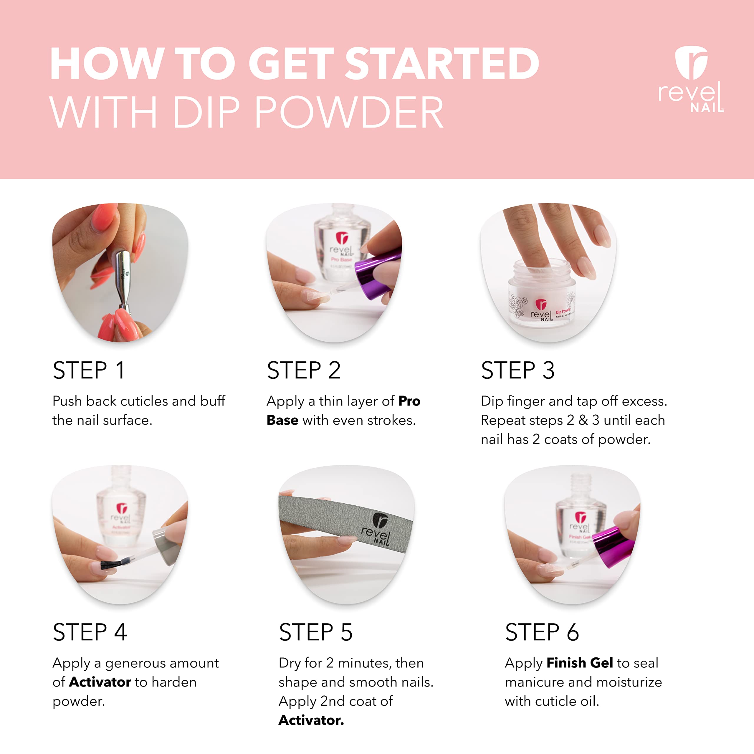 Revel Nail Dip Powder - Clear Build Powder for Strong & Long-Lasting Dip Nails | DIY & Professional Nail Strengthener | Perfect for French Manicures & At-Home Nail Care (2 Oz)