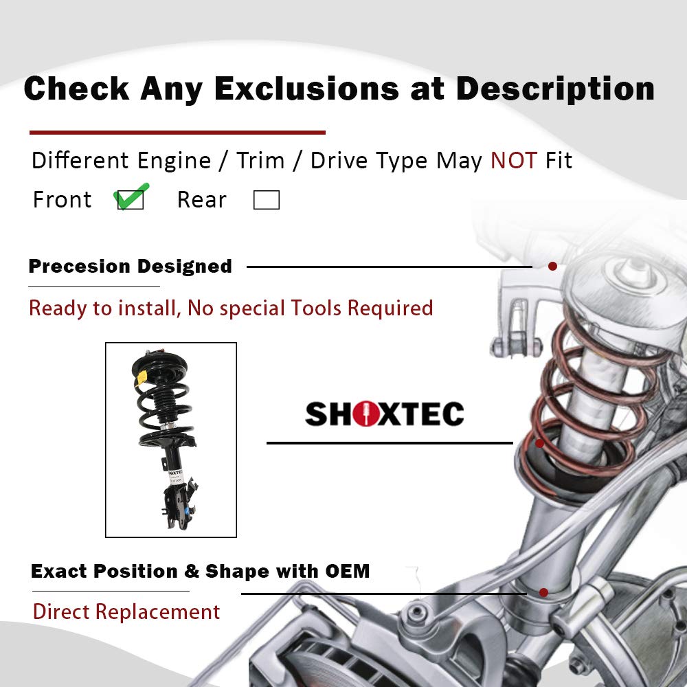 Shoxtec Front Pair Complete Struts Replacement for 2005-2010 Chrysler 300, 2006-2009 Dodge Charger & 2005-2008 Dodge Magnum - Coil Spring Shock Absorber Kit (Replaces Part #172248) - Smooth Ride & Improved Handling for Daily Commute & Highway Driving