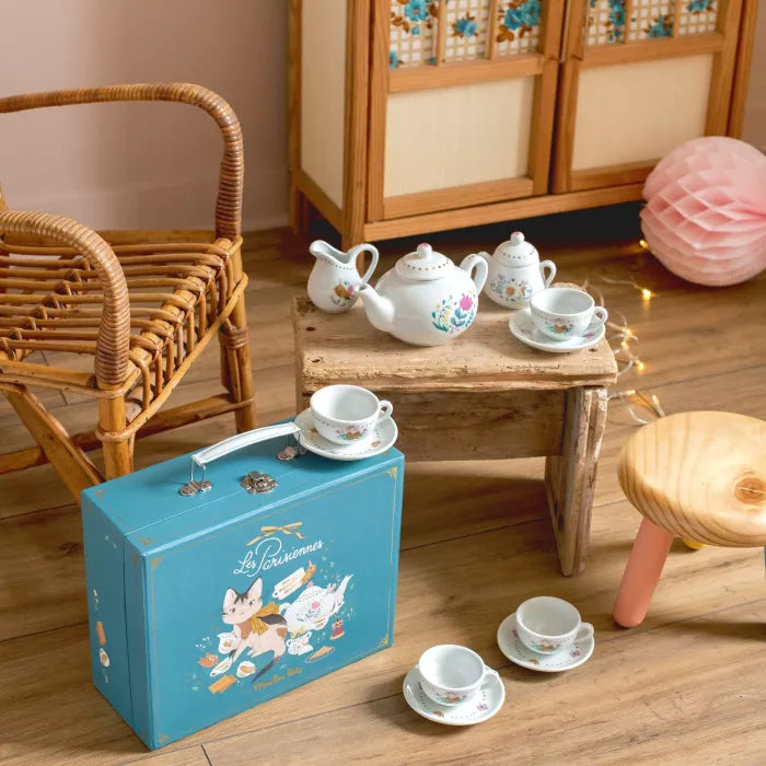 Premium Ceramic Tea Set with Travel Suitcase - Elegant Dinnerware for Tea Lovers | Perfect for Home, Office, Travel & Gifting