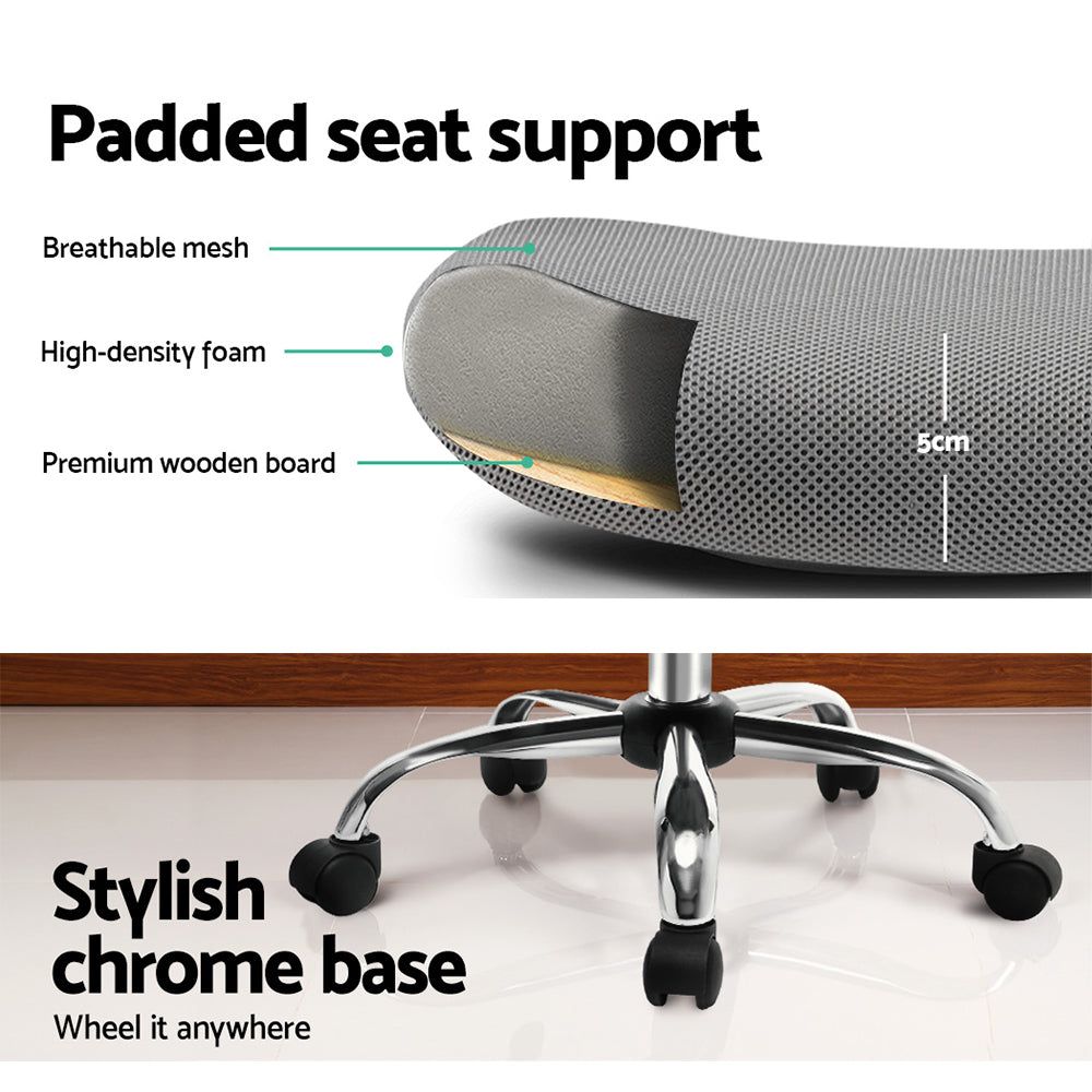 Ergonomic Mesh Office Chair with Mid Back Support - Grey - Perfect for Home Office, Gaming, and Workspace Comfort