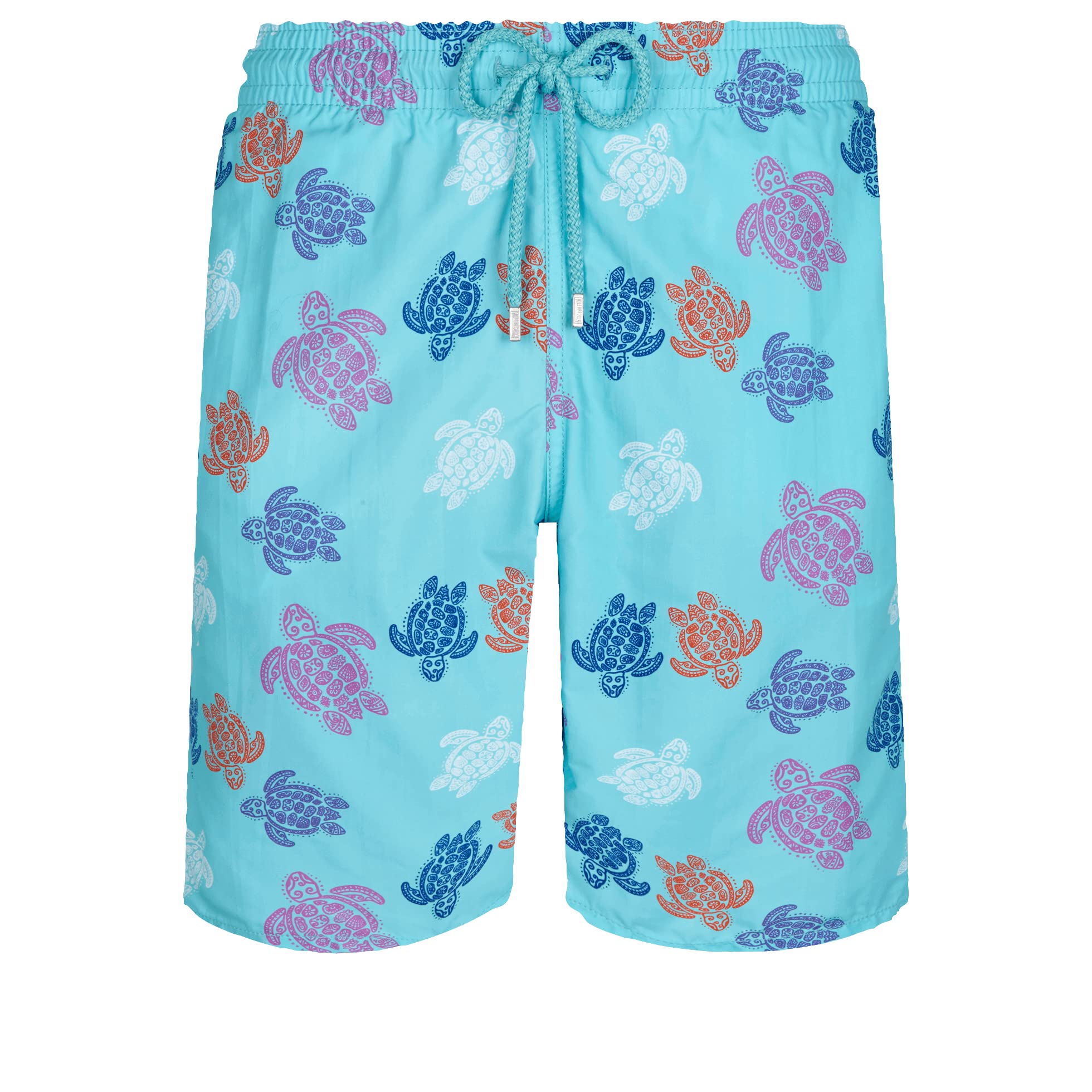 Vilebrequin Men's Swim Trunks - Long Ronde des Tortues Indies Print Board Shorts for Beach, Pool & Vacation | Quick-Dry Swimwear with UPF Protection