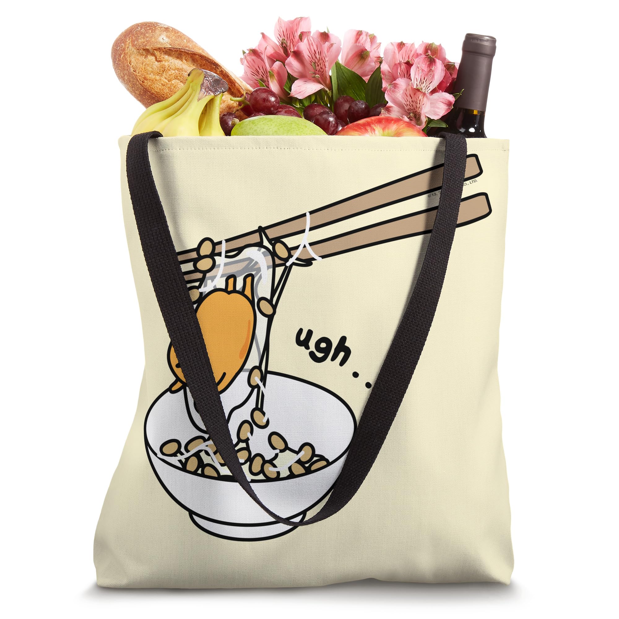 Gudetama Lazy Egg Chopsticks & Tote Bag Set - Cute Japanese Anime Chopstick Holder and Reusable Shopping Bag for Sushi Lovers, Anime Fans, and Kawaii Fashion