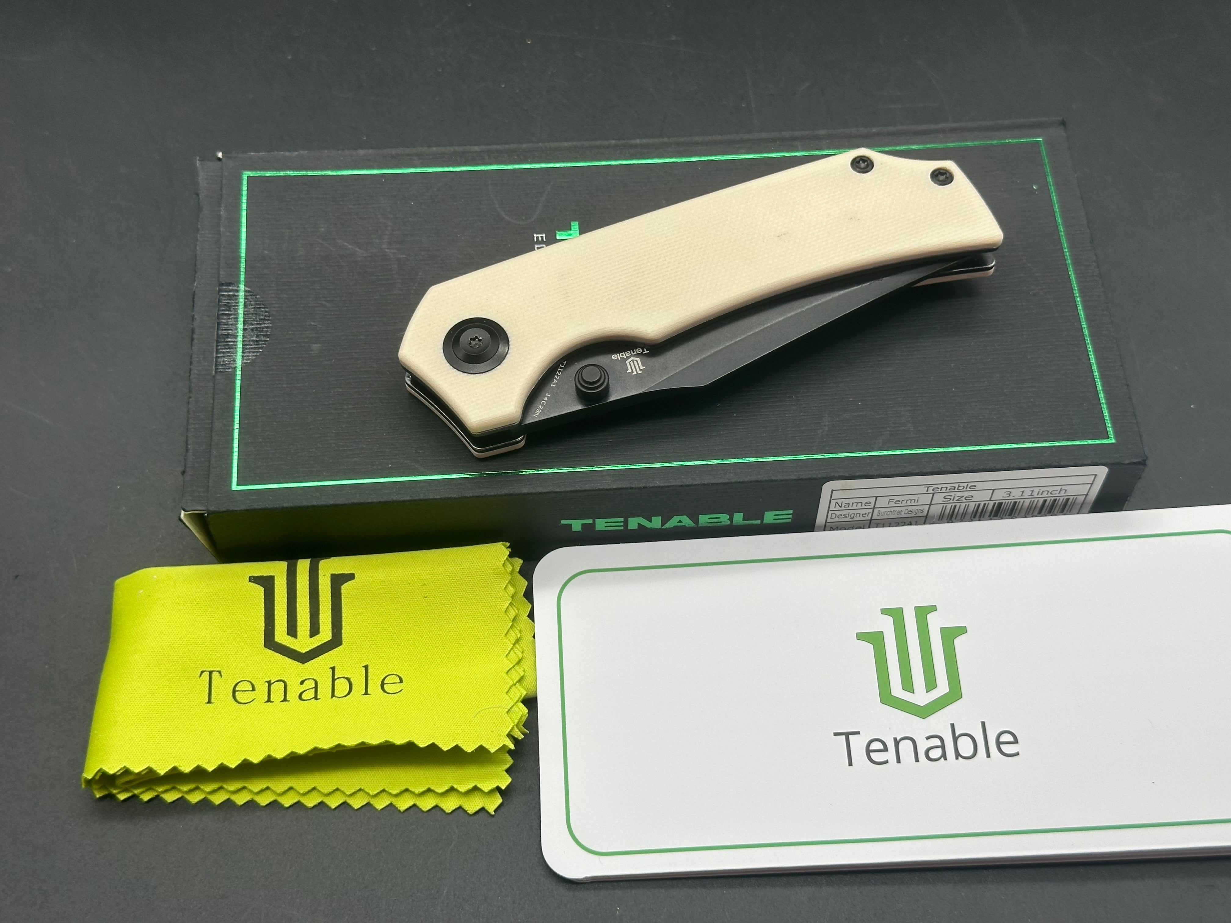 Premium Tenable Fermi Folding Pocket Knife - Ivory White G10 Handle - EDC, Camping, Hiking & Outdoor Survival Tool