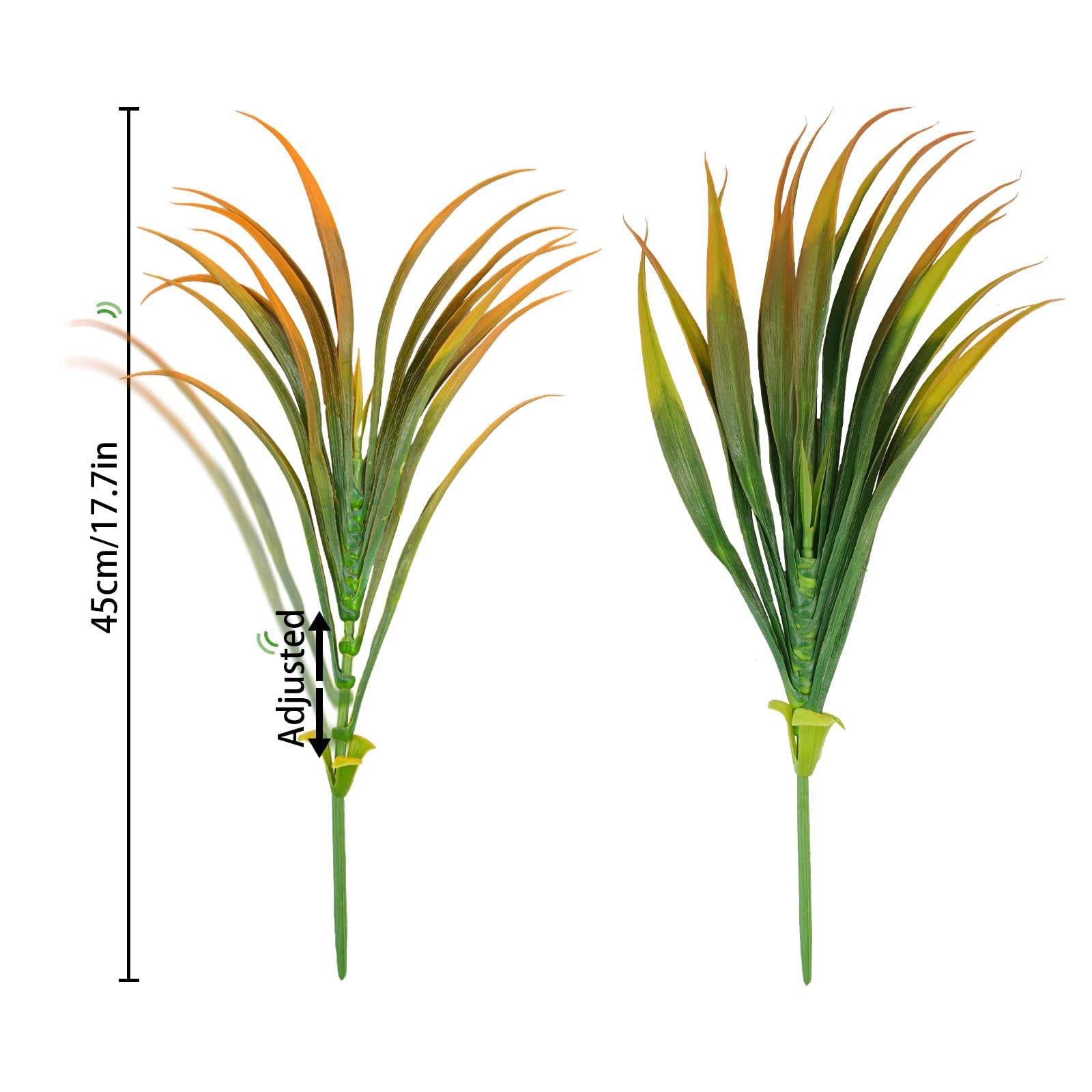12PCS UV Resistant Artificial Fake Grass Plants - Outdoor Faux Greenery for Garden, Window Box, Hanging Planter, Patio, Front Porch - Perfect for Home, Office & Fall Décor (Yellow)