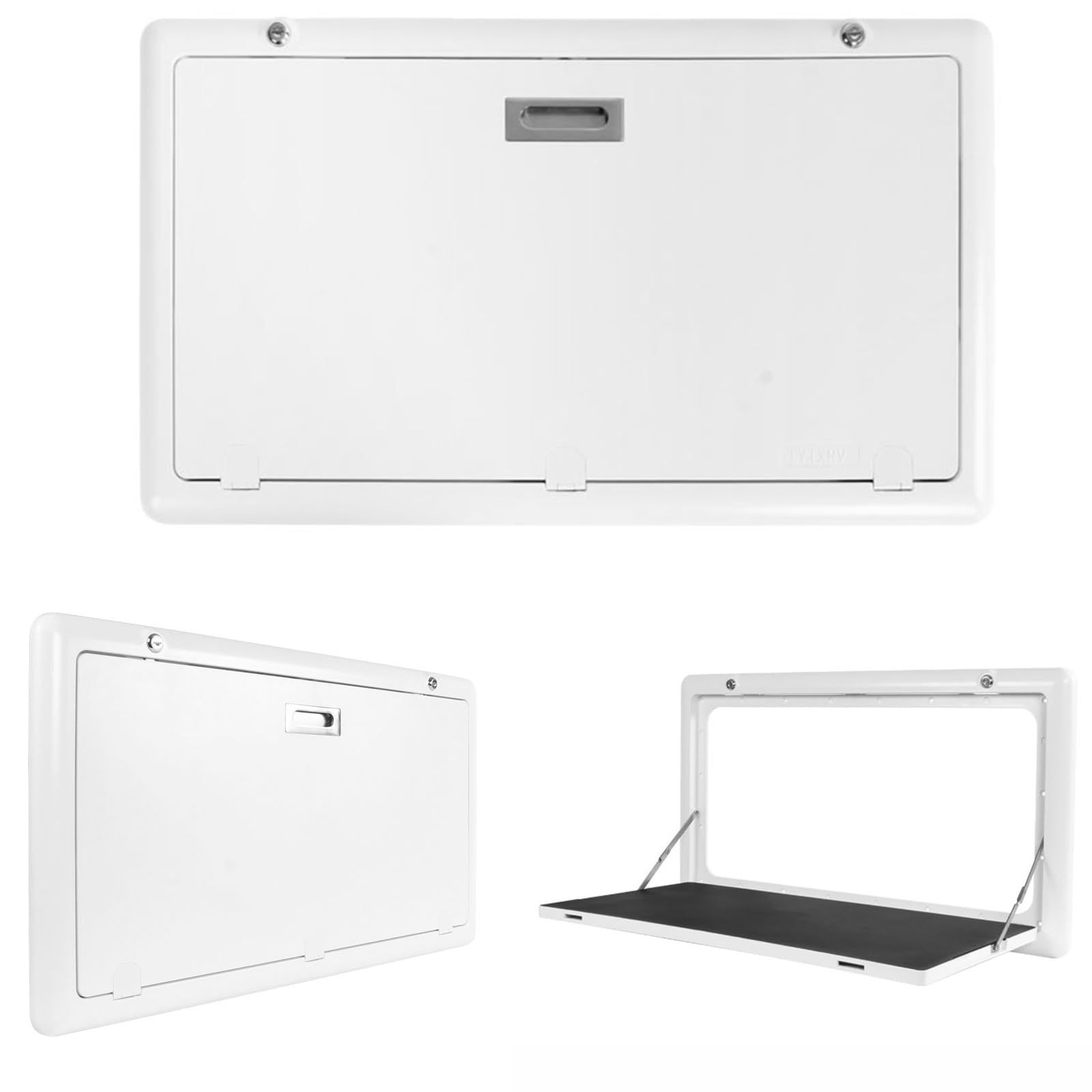 Fold Down Wall Mounted Folding Table - Drop Leaf Design, Lockable RV Picnic Table for Campers & Motorhomes - Space Saving Kitchen & Outdoor Dining Solution (White)