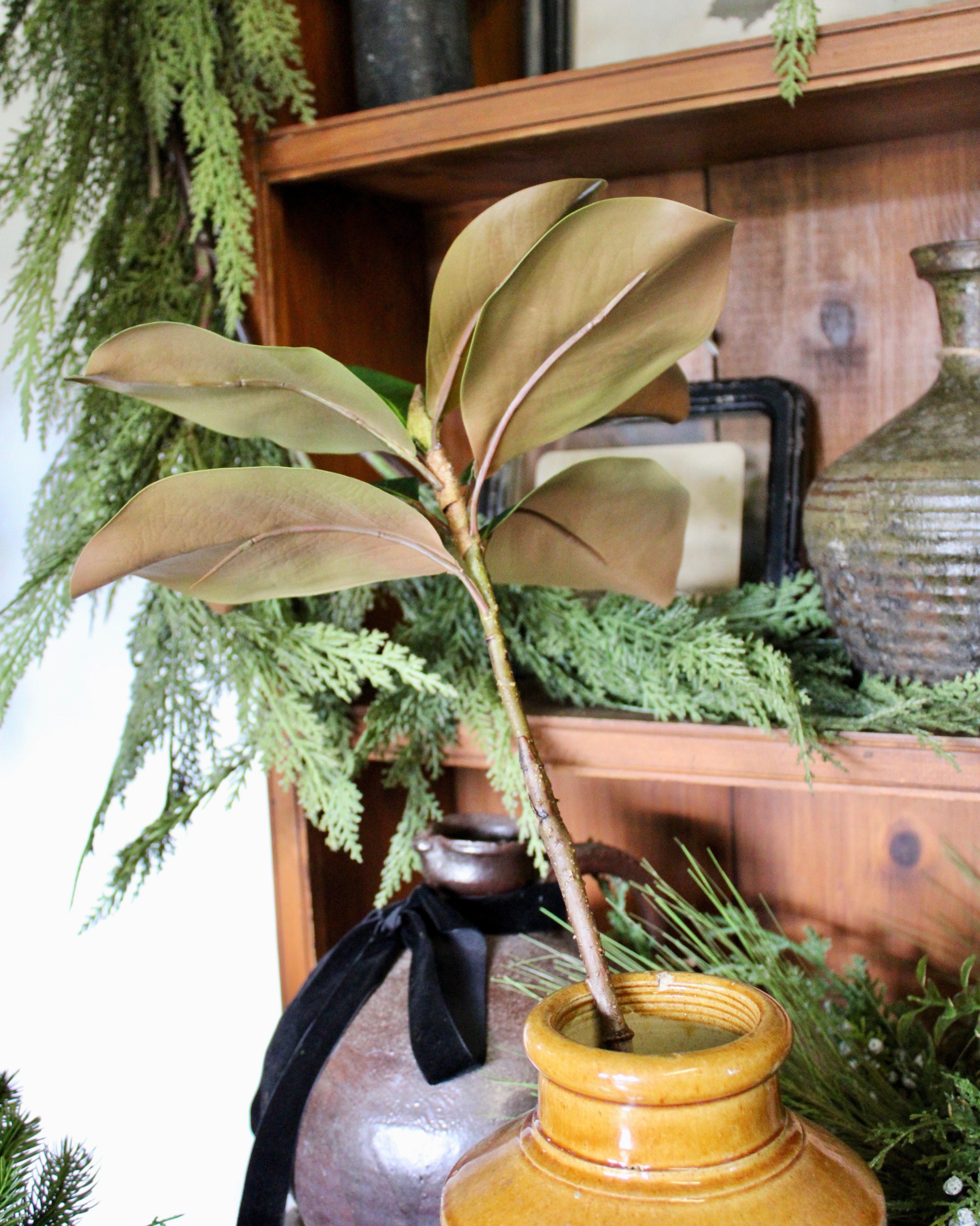 Magnolia Leaf Spray - Natural Home Decor & Floral Arrangement Accent for Weddings, Events, and DIY Crafts