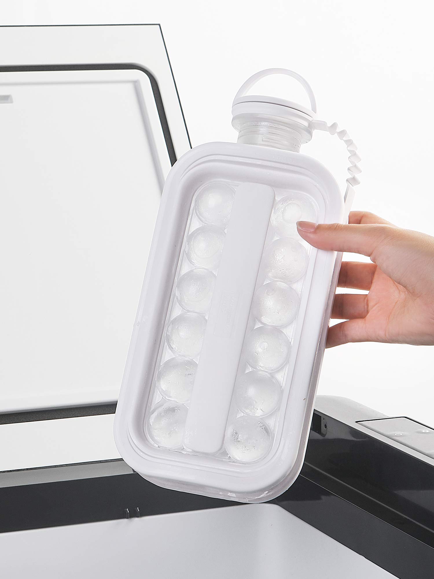 LittleStar 2-in-1 Ice Cube Tray & Ice Ball Maker - 17 Grid Silicone Mold with Flat Lid for Cocktails, Whiskey, Coffee, Beer (White) | Perfect for Home Bars, Parties & Summer Drinks