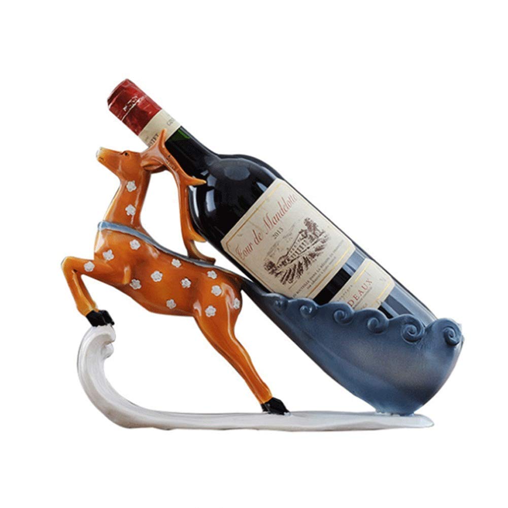 Stylish Sika Deer Wine Rack - Freestanding Tabletop Bottle Holder for Bar & Kitchen Decor | Resin Craft Display Stand | Multiple Color Options | Perfect for Home, Office & Restaurant Wine Storage