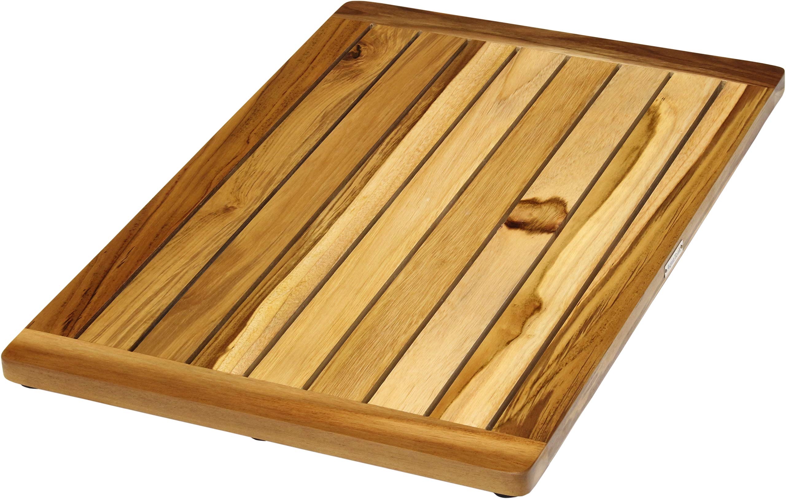 Premium Teak Wood Bath & Shower Mat - Natural Spa Shield for Wet Areas - Non-Slip Wooden Floor Mat for Bathroom, Shower, Poolside & Sauna Use