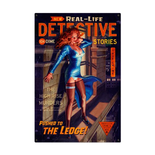 Greg Hildebrandt American Beauties The Ledge Vintage Metal Sign - Authentic USA Made Heavy Gauge Steel Wall Decor for Home, Bar, or Man Cave
