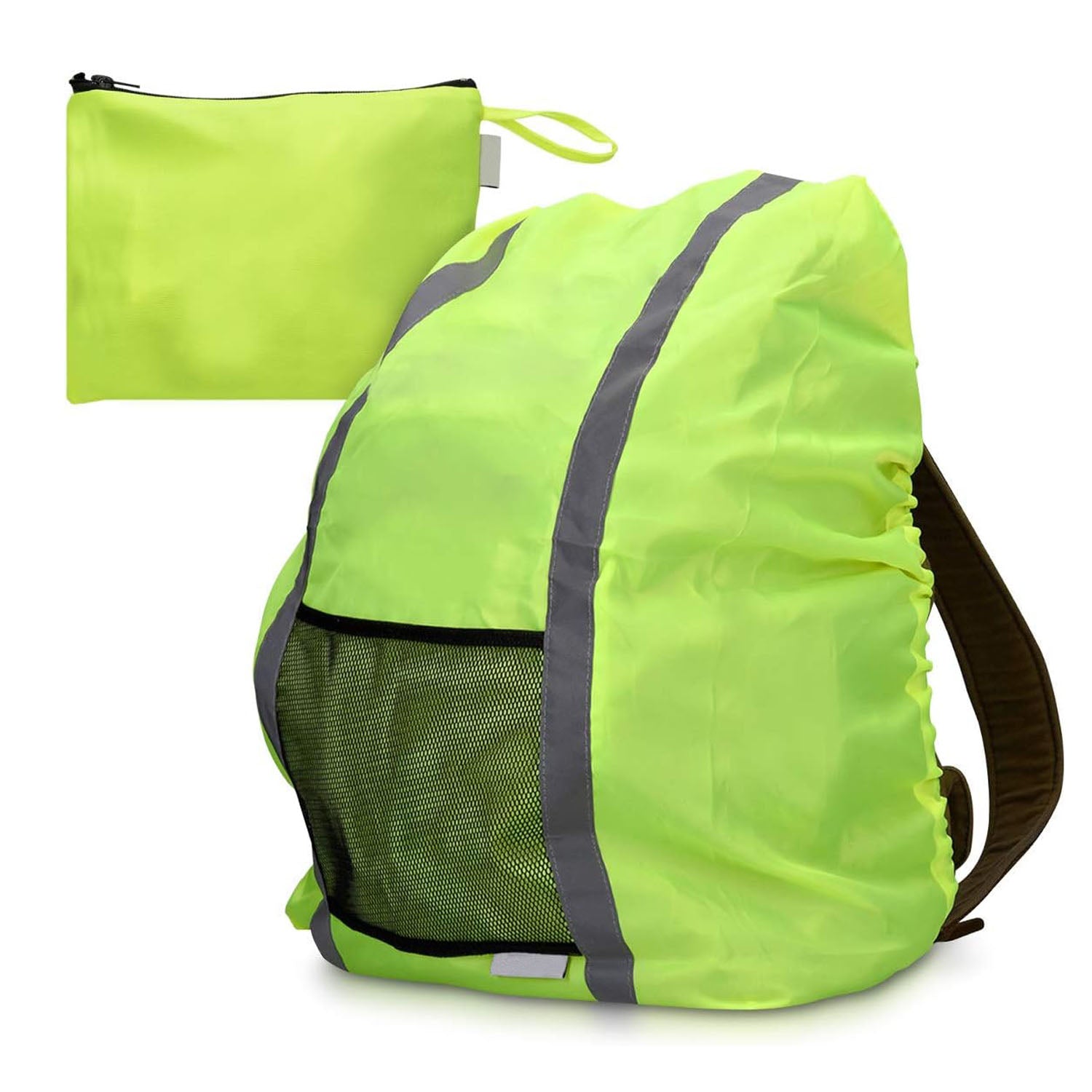MaximalPower Reflective Waterproof Backpack Cover with Front Mesh Pocket - High Visibility Rain Protection for Cycling, Hiking & Outdoor Activities - Ideal for Commuting, Camping and Bad Weather Conditions