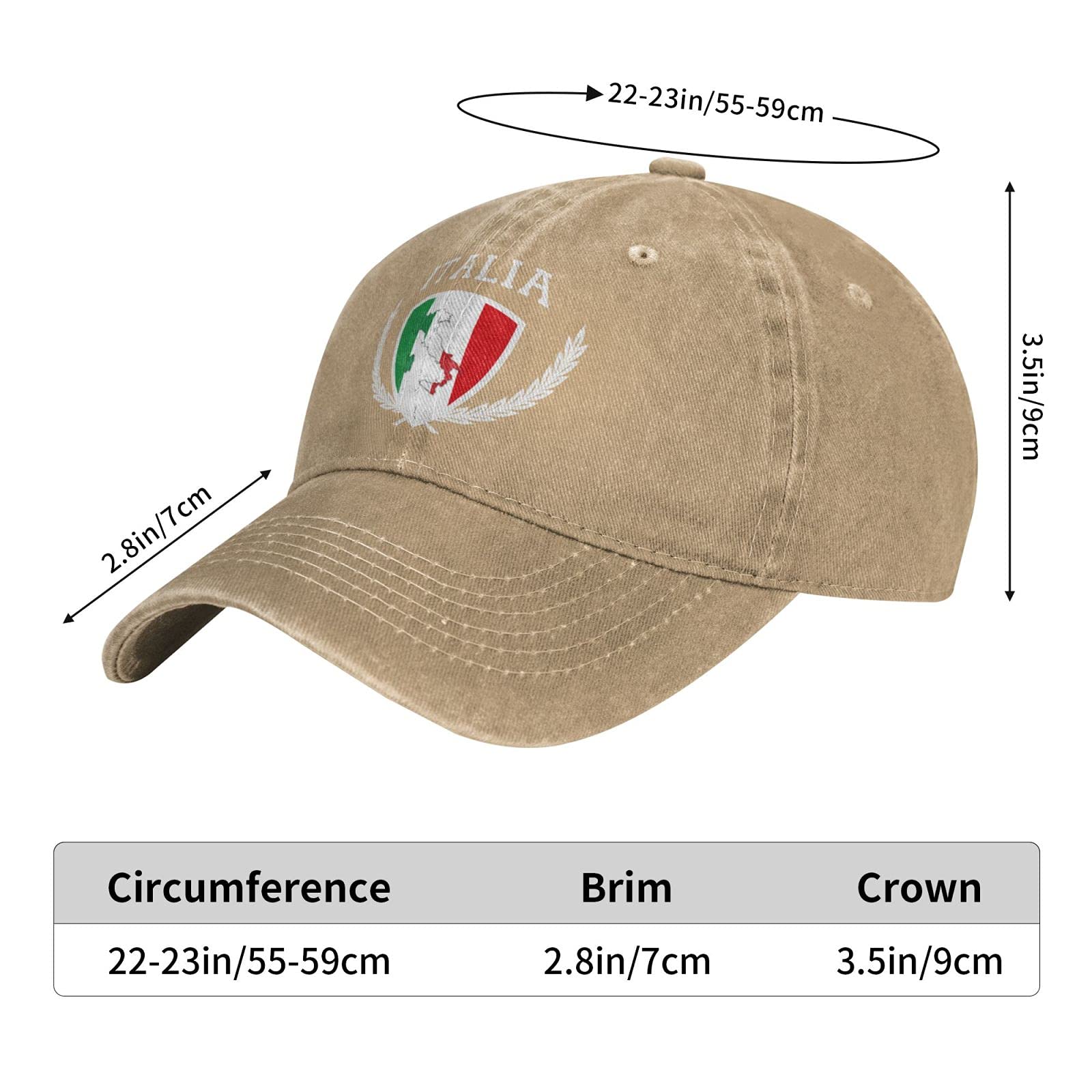 Y Y Y Italia Italian Flag Adjustable Baseball Cap for Adults - Cowboy Hat Style - Perfect for Sports, Outdoor Activities, and Patriotic Events