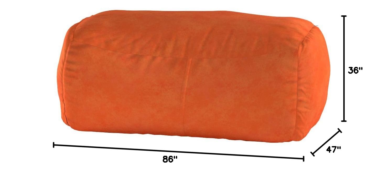 Jaxx 7 Foot Oversized Bean Bag Sofa Chair - Ultra Soft Mandarin Orange Lounger for Living Room, Bedroom, Game Room & Dorm Comfort (Perfect for Movie Nights, Gaming & Relaxation)