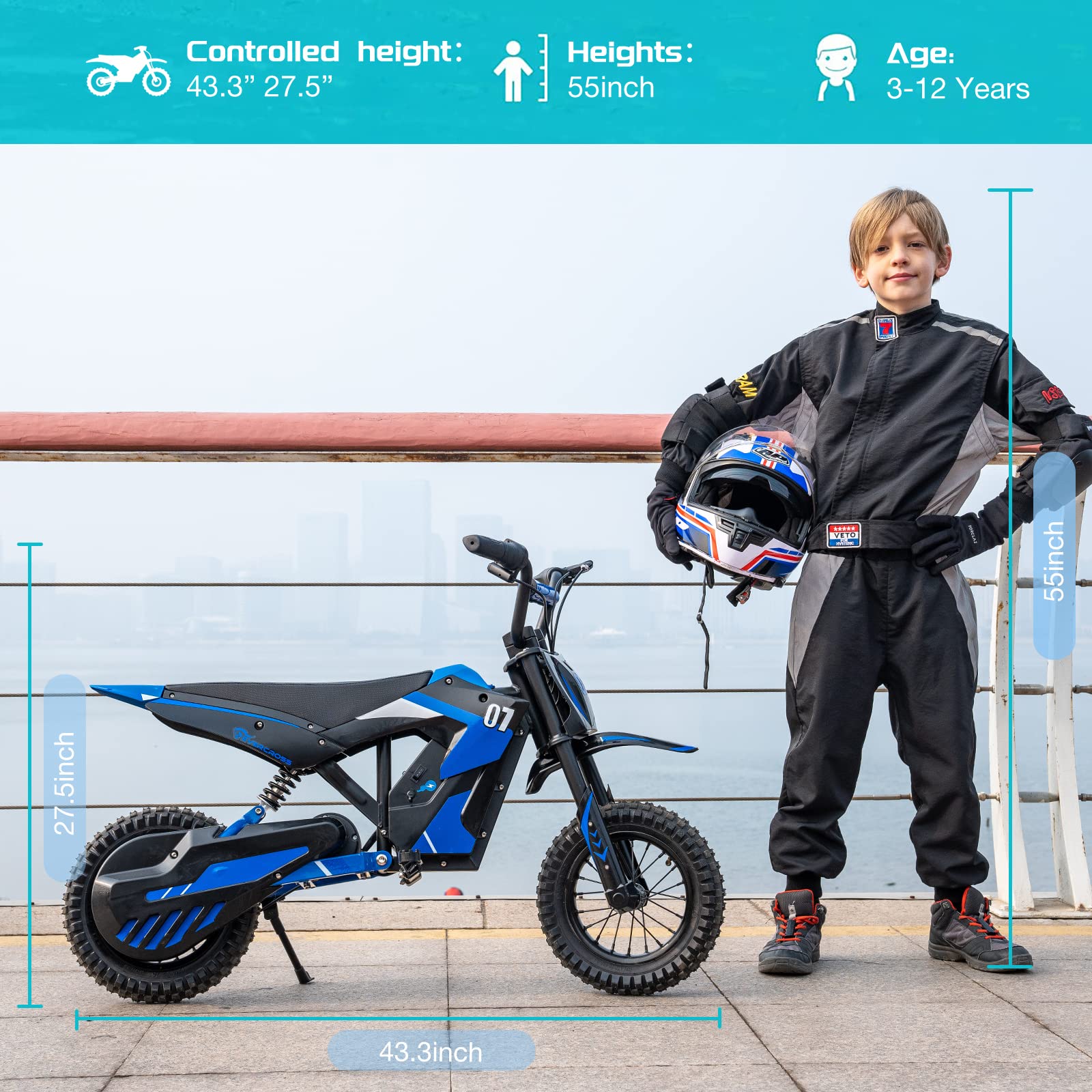 EVERCROSS EV12M 300W Electric Motorcycle - 15.5MPH, 9.3 Miles Range, 3-Speed for Urban Commuting
