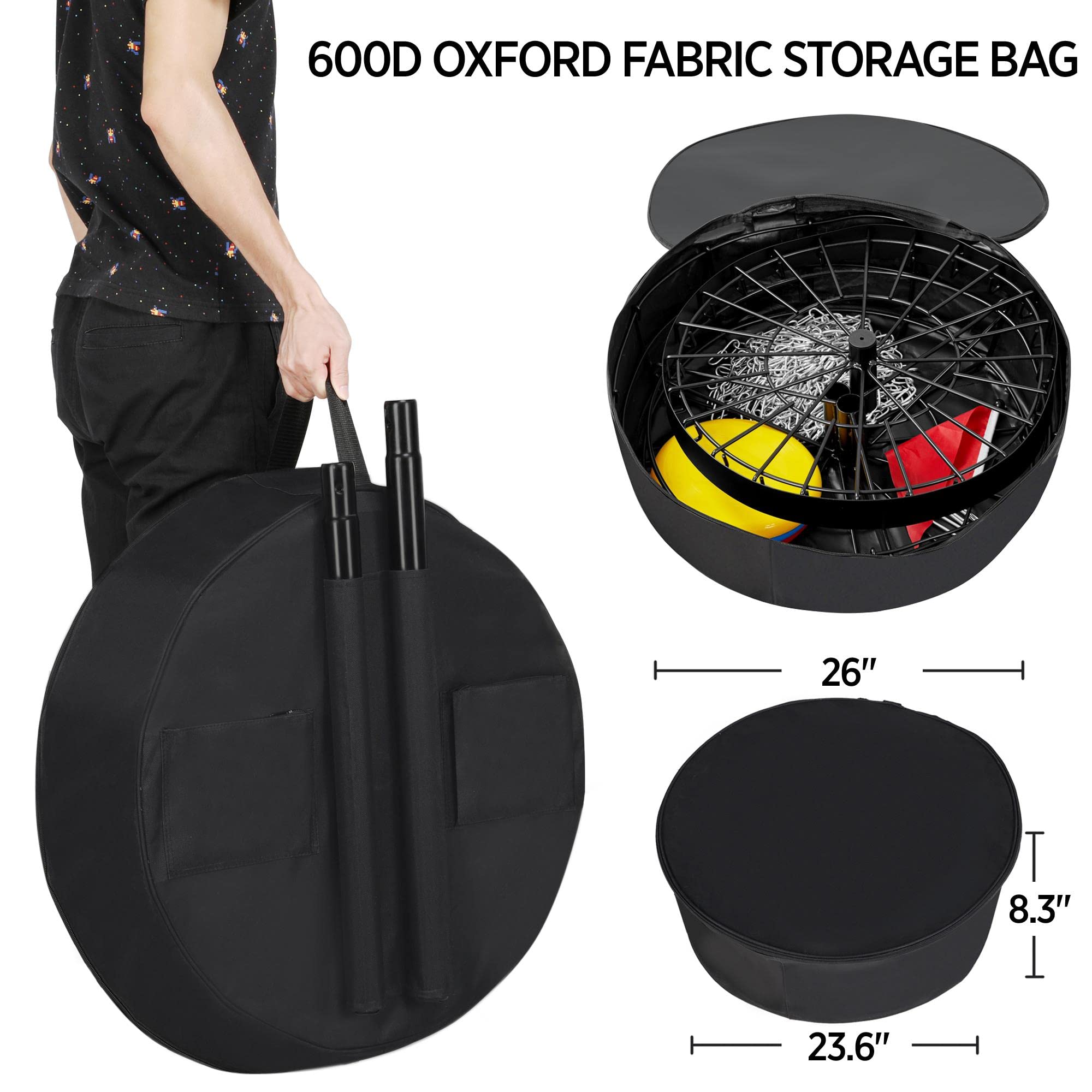 Topeakmart Portable 24-Chain Disc Golf Basket with 3 Discs - Professional Flying Disc Golf Practice Target & Steel Goal - Outdoor Sports Equipment for Backyard, Park & Training