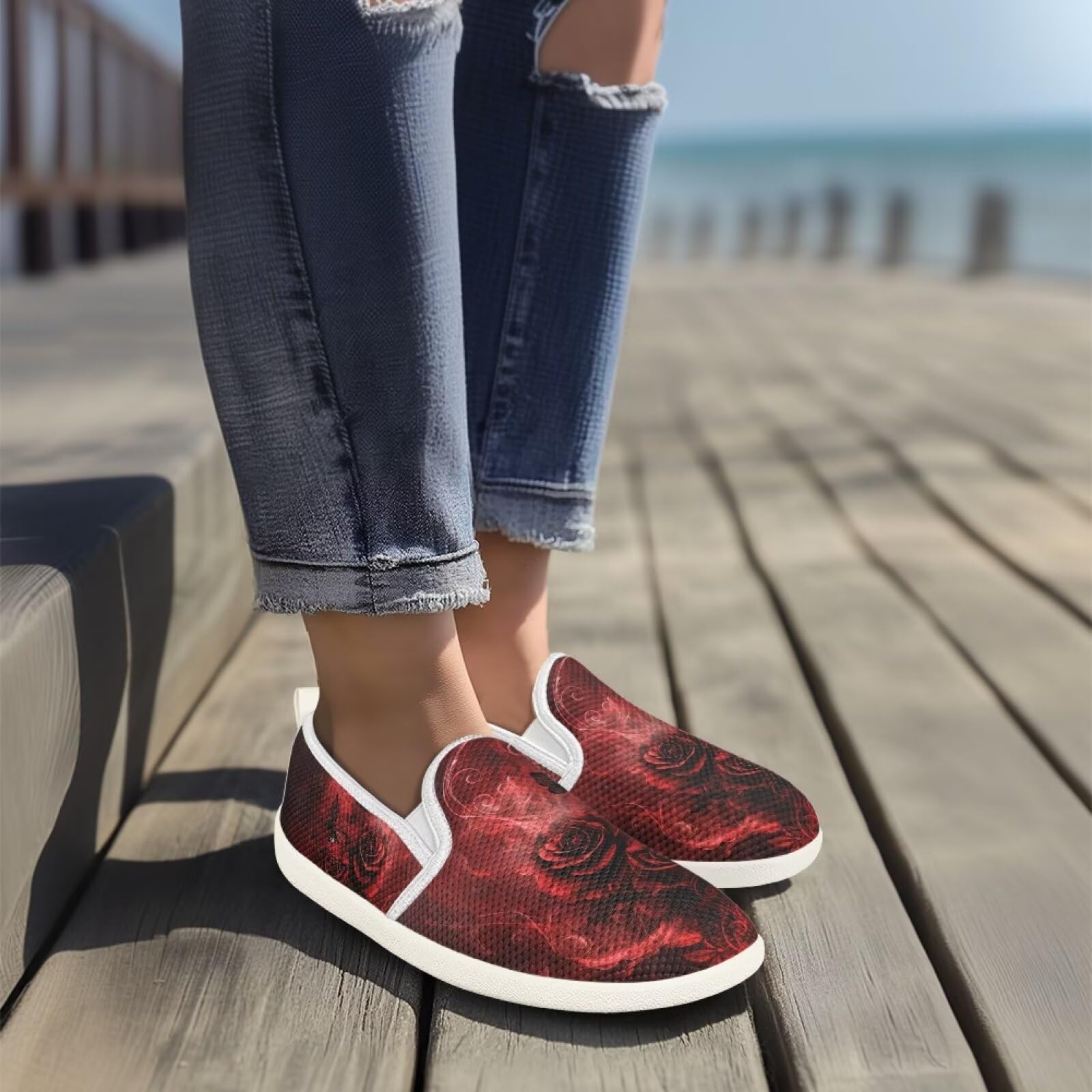 Women's Casual Slip-On Walking Shoes - Breathable Mesh Flats for Wide Feet, Non-Slip Comfortable Tennis Shoes | Perfect for Work, Travel & Everyday Wear