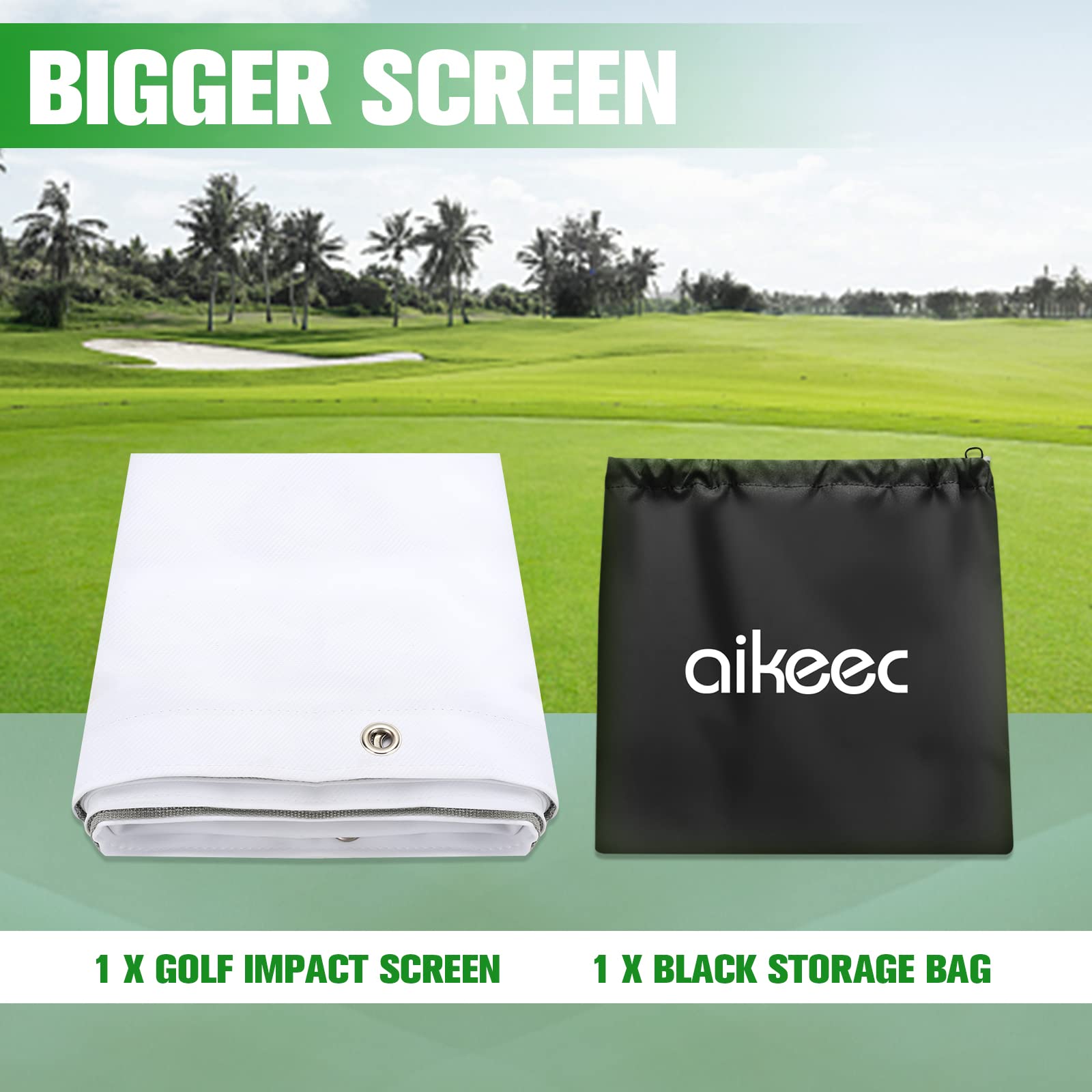 Premium Golf Simulator Impact Screen - 32 Grommet Holes for Indoor/Outdoor Training | 5 Size Options | Perfect for Home Golf Setup & Commercial Simulators