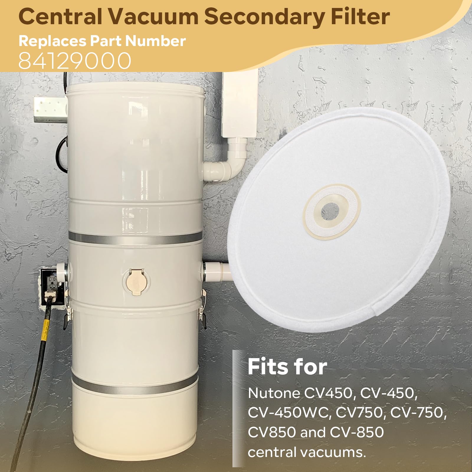 13 Inch Secondary Filter Replacement for Nutone CV450, CV750, CV850 Central Vacuum Systems - Compatible with Central Vacuums - Perfect for Home Cleaning & Maintenance