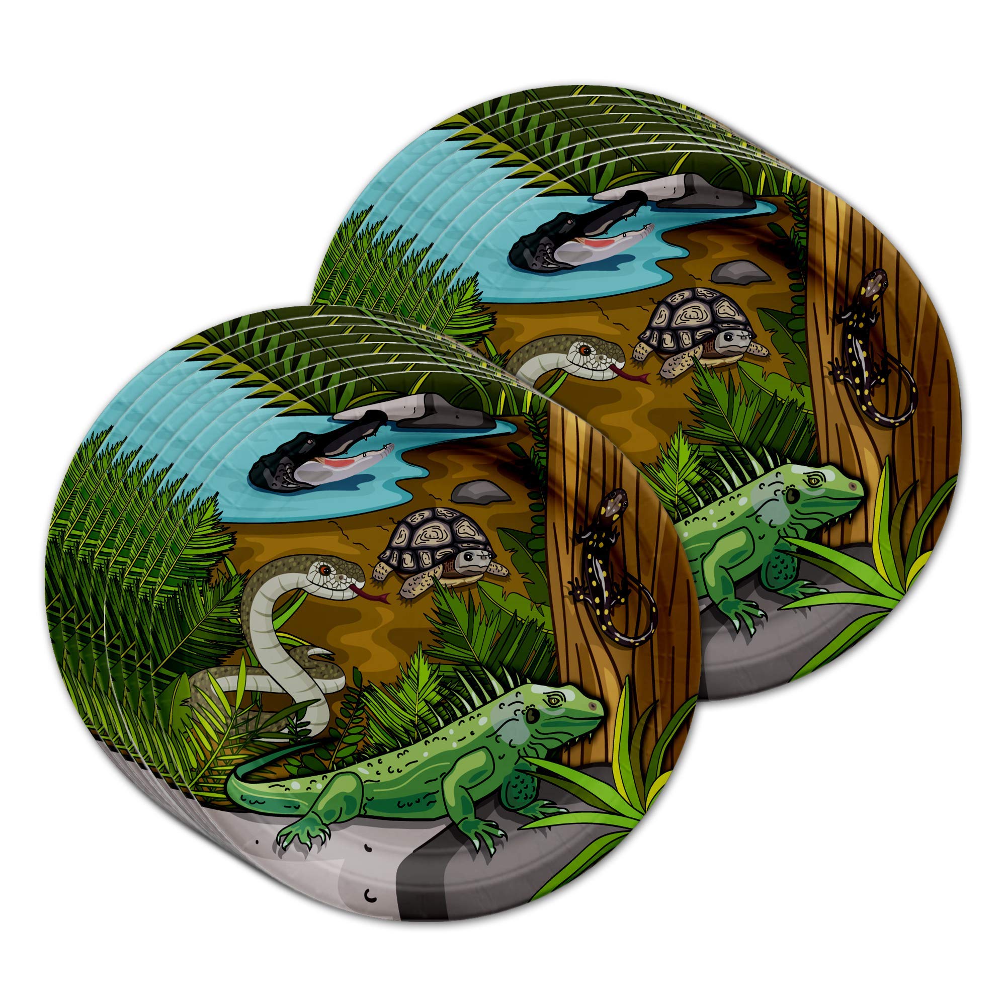 Reptile Lizard Snake Birthday Party Supplies Set - 16-Piece Tableware Kit with Plates, Napkins & Cups for Kids Jungle Theme Party Decorations | Perfect for Reptile-Themed Birthday Celebrations, Baby Showers & Animal Lover Events