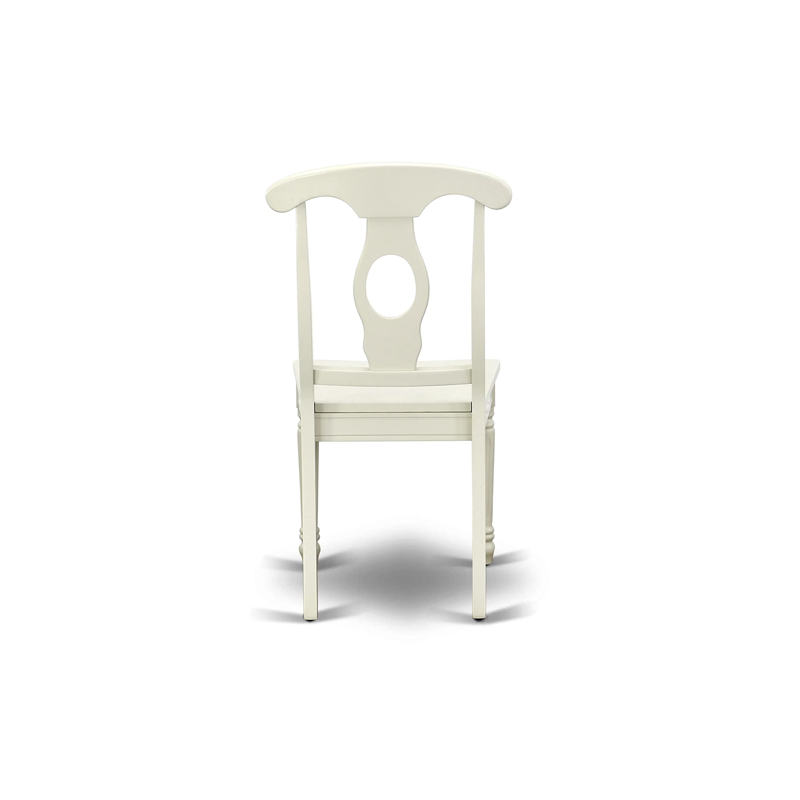 East West Furniture DMKE3-LWH-W 3-Piece Modern Dining Room Set - Round Wooden Drop Leaf Table & 2 Upholstered Chairs, 42x42 Inch, Linen White - Perfect for Small Spaces, Breakfast Nooks & Cozy Kitchen Dining Areas