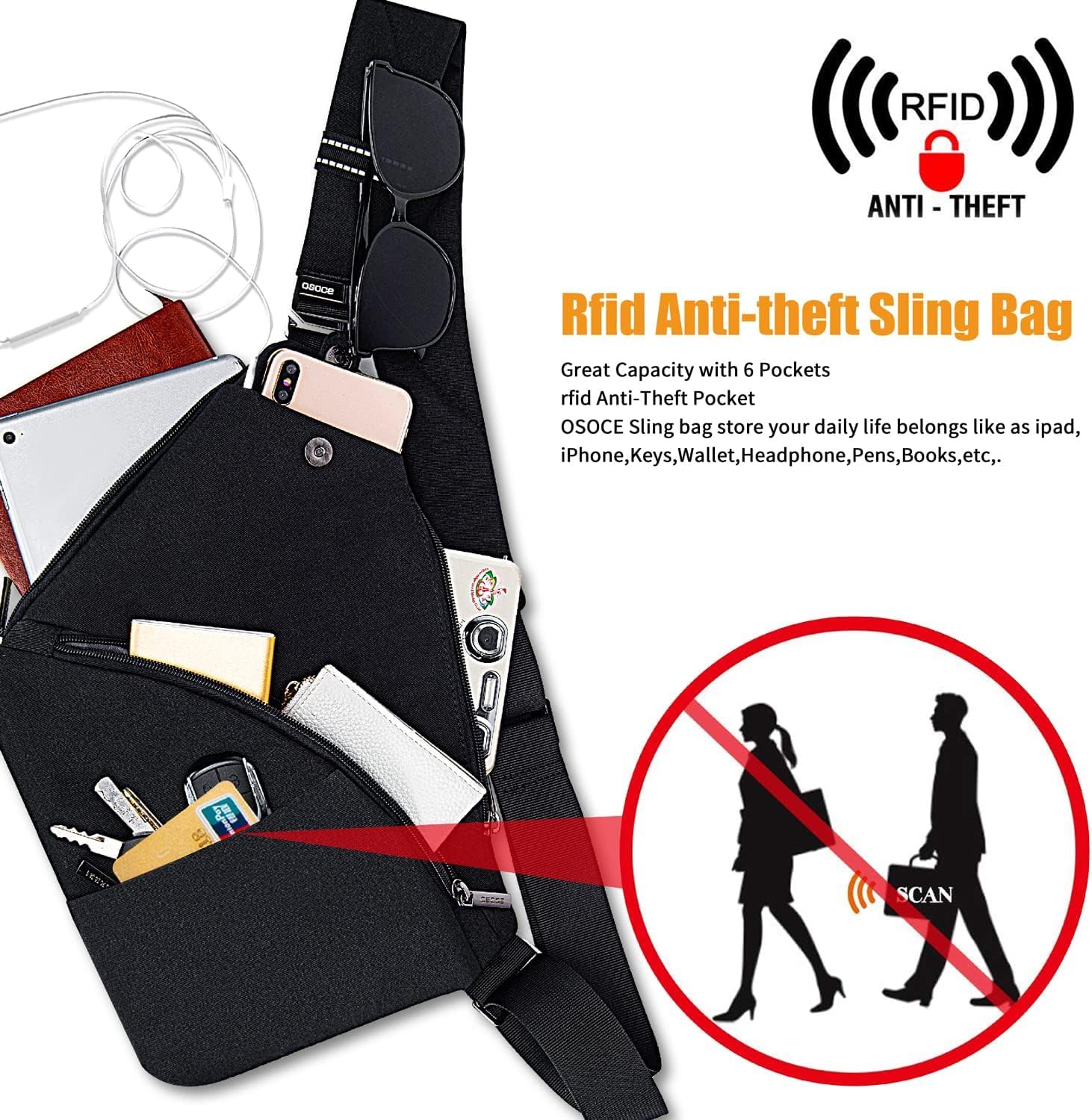 Men's Anti-Theft Sling Bag - Travel & Casual Crossbody Shoulder Bag