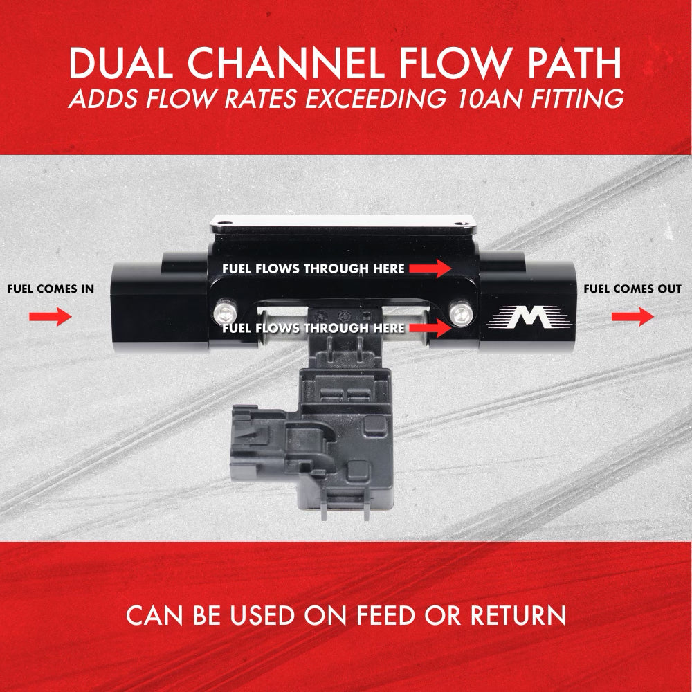 High-Performance Billet E85 Flex Fuel Sensor Mount - Dual Channel In-Line for 6AN, 8AN, 10AN (Sensor Not Included) - Perfect for Turbocharged & High-Performance Vehicles