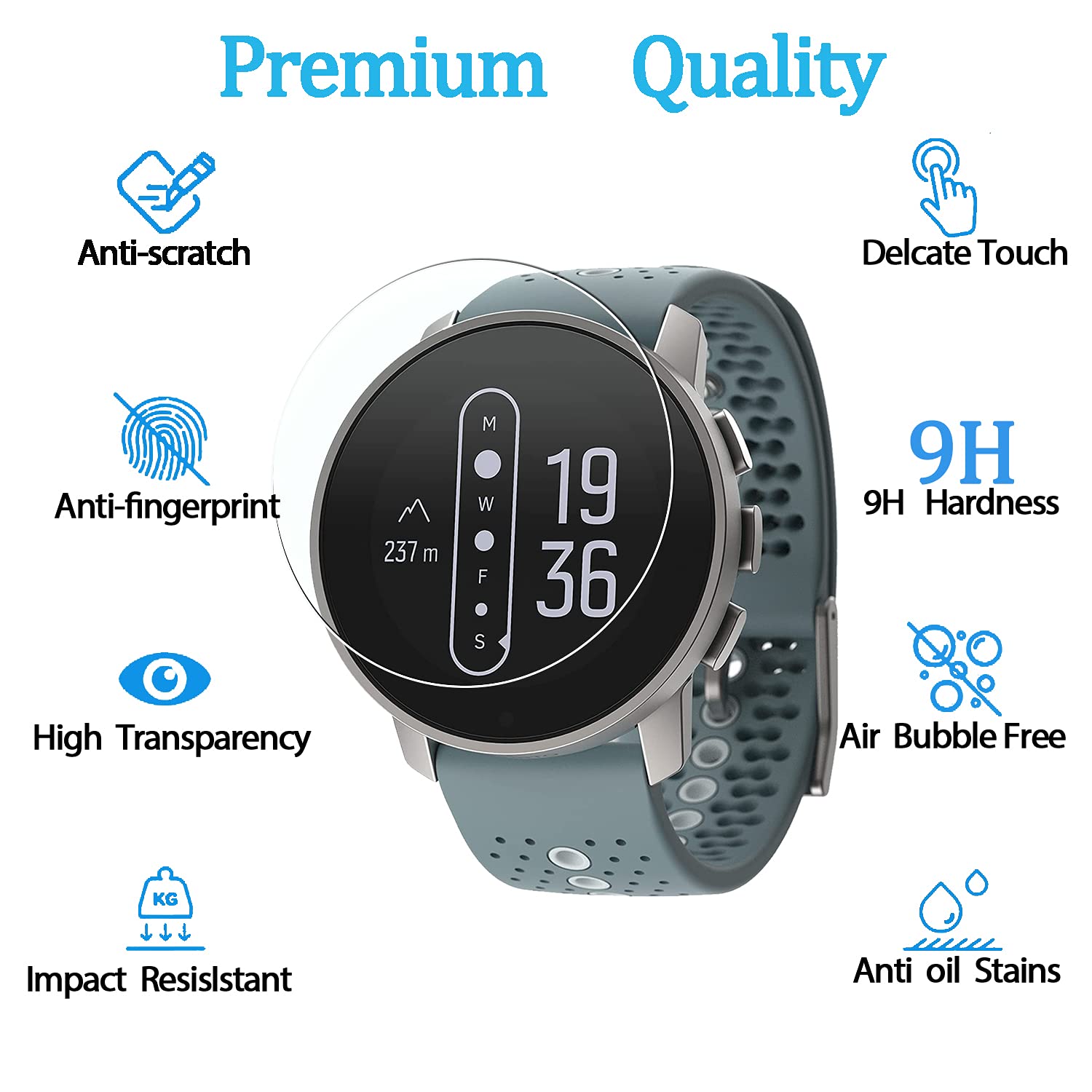 SUUNTO 9 Peak 43MM Tempered Glass Screen Protector - 4 Pack for Outdoor Sports