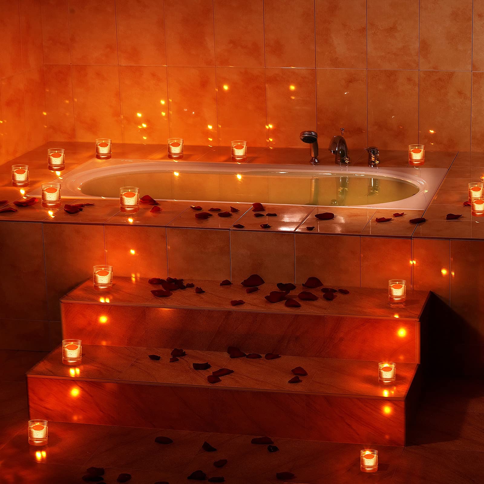 Floating Candles for Wedding Decor - 20 Pack, 1.5 Inch Unscented Pool & Bathtub Candles - Romantic Dinner Party Centerpieces (Red)