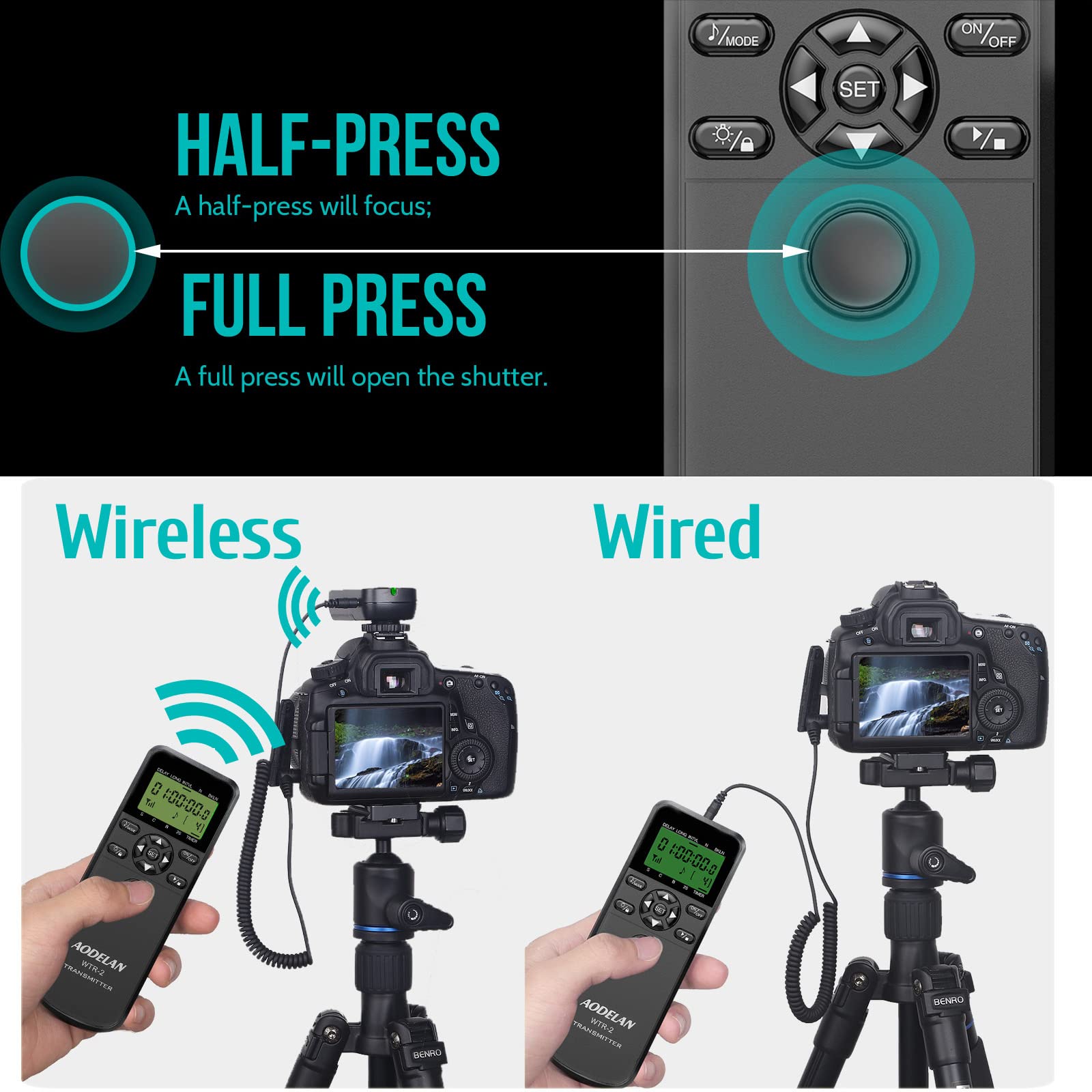 Wireless Shutter Remote Control Timer for Nikon D3 D4 D5 D6 D800 D850 DSLR Cameras - Intervalometer Replacement for Nikon MC-30A - Perfect for Time-Lapse Photography, Group Shots & Hands-Free Shooting