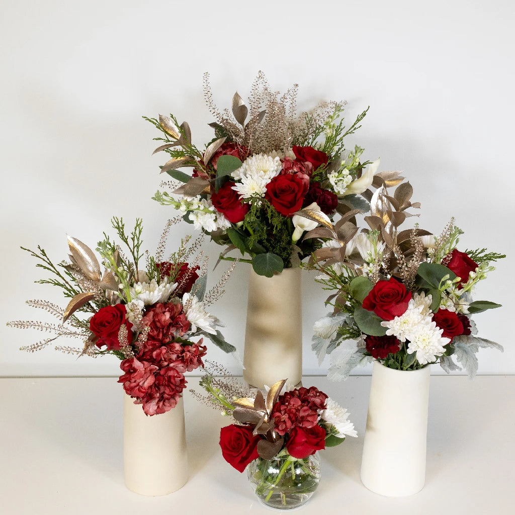 Antique Holiday Rose Flower Centerpiece - Elegant Floral Table Decor for Christmas, Weddings & Home Decor | Perfect for Dining Tables, Mantels & Holiday Parties