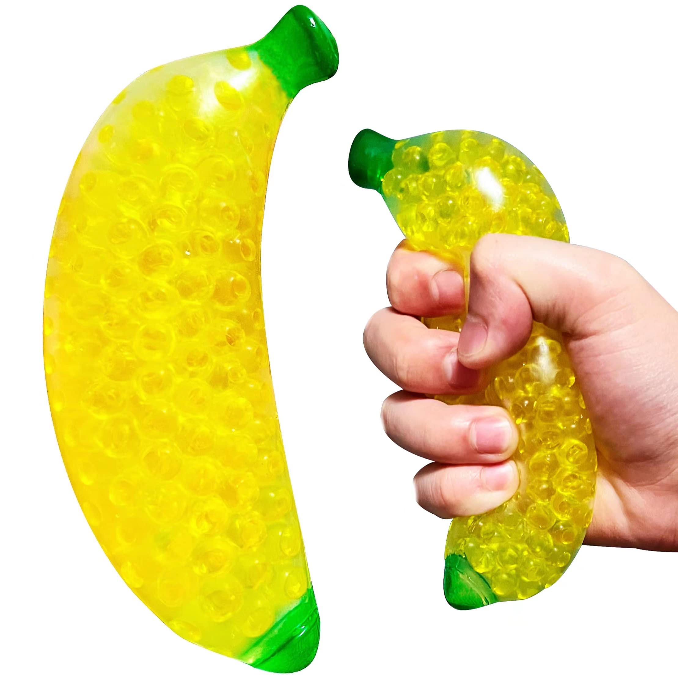Squishy Banana Stress Balls - Stretchy Fruit Stress Relief Toys for Adults & Kids | Fun Party Favors, Vase Fillers, Home & Christmas Decorations, Easter Basket Stuffers | Perfect for Office Stress Relief, Classroom Rewards & Sensory Play