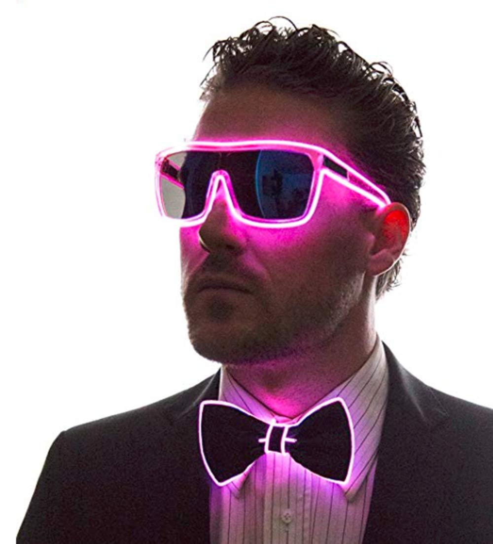 Glowing LED Bow Tie for Men & Women - Adjustable EL Wire Light Up Bowtie for Parties, Raves, Halloween & Cosplay - Cool Glow in the Dark Accessory for Night Events