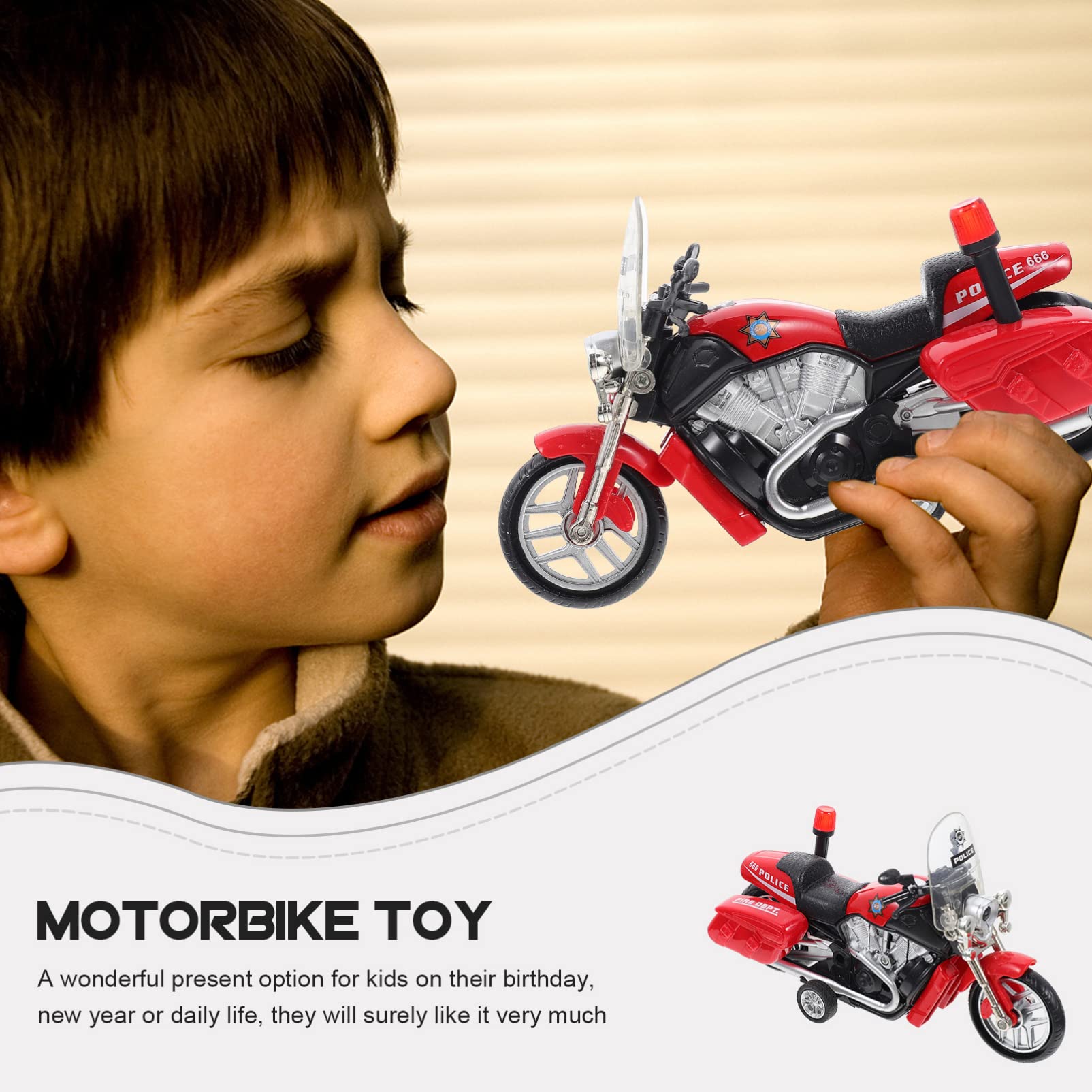 iBasenice Pull-Back Motorcycle Toy - Realistic Police Motorbike Model, Mini Simulation Bike Toy for Kids, Fun Pull-Back Car Toys for Boys & Girls | Perfect for Pretend Play, Birthday Gifts & Collectibles