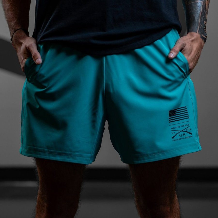 Men's Quick-Dry Workout Shorts with Pockets - Lightweight & Breathable for Running, Gym & Training - Aqua Blue