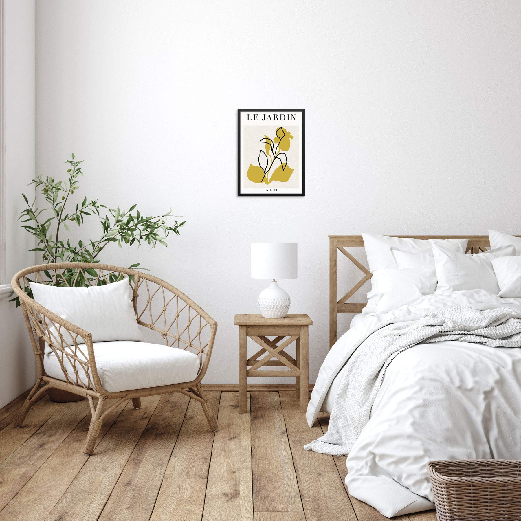 Abstract Botanical Art Print - Le Jardin Flowers Poster 11x14 Inches UNFRAMED, Minimalist Wall Art for Living Room, Bedroom, Bathroom Decor - Perfect for Home, Office & Gift Giving