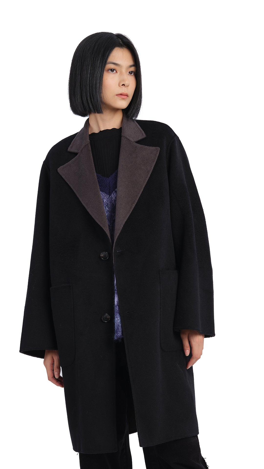 Reversible Double Face Coat for Women - Warm Winter Jacket with Pockets | Stylish Outerwear for Work, Travel & Casual Wear