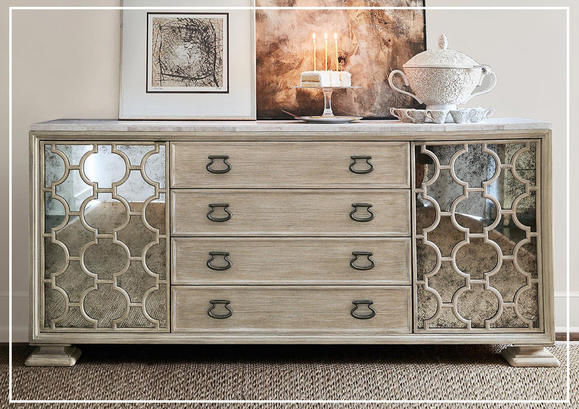 Bernhardt Santa Barbara 81.38'' Wide 4-Drawer Buffet with Solid Wood Top - Elegant Dining Room Storage Cabinet for Fine China & Entertaining