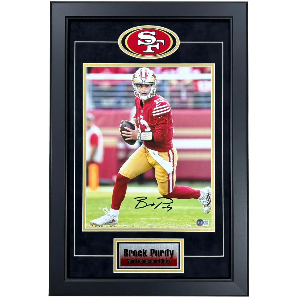 Brock Purdy Autographed San Francisco 49ers 11x14 Framed Photo - BAS Certified Signed Memorabilia for NFL Fans, Man Cave & Sports Collectors