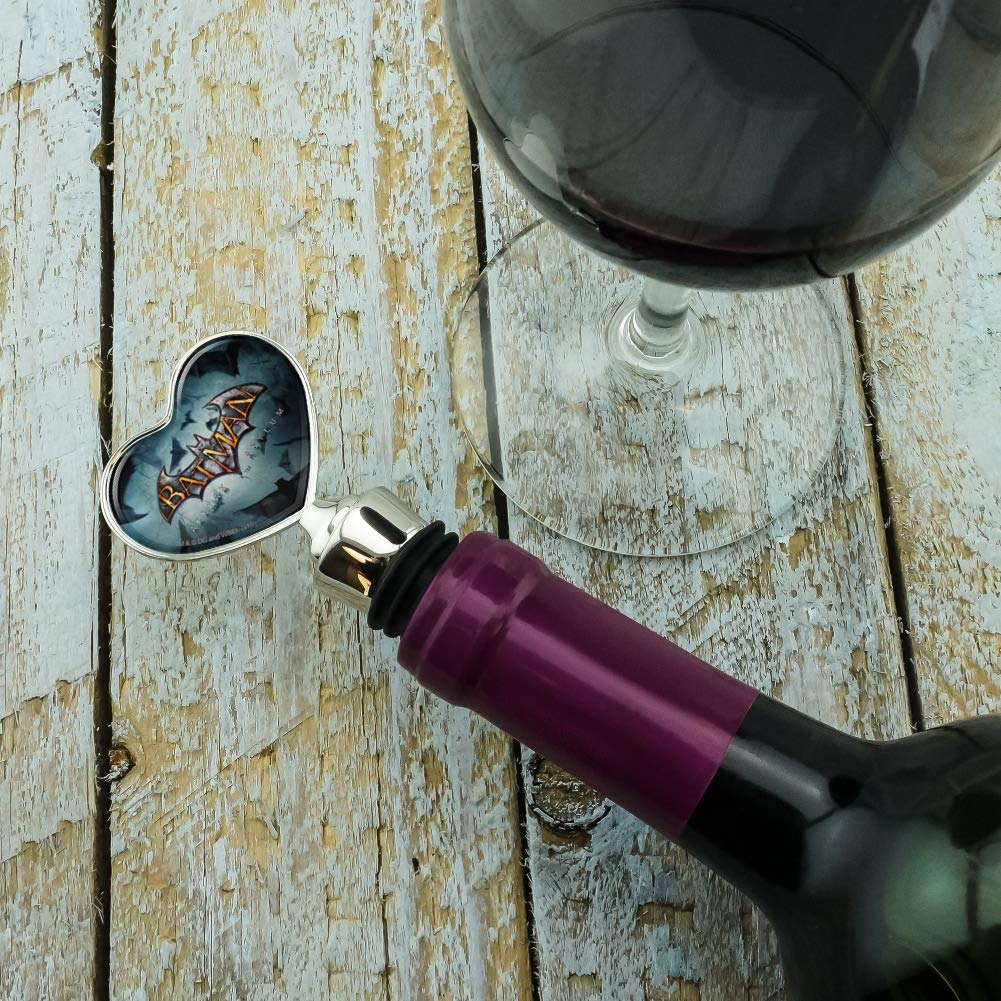 Batman Arkham Asylum Wine Bottle Stopper - Heart Logo Video Game Collectible for DC Comics Fans - Perfect for Wine Lovers & Gaming Enthusiasts at Parties, Home Bars & Geek Decor