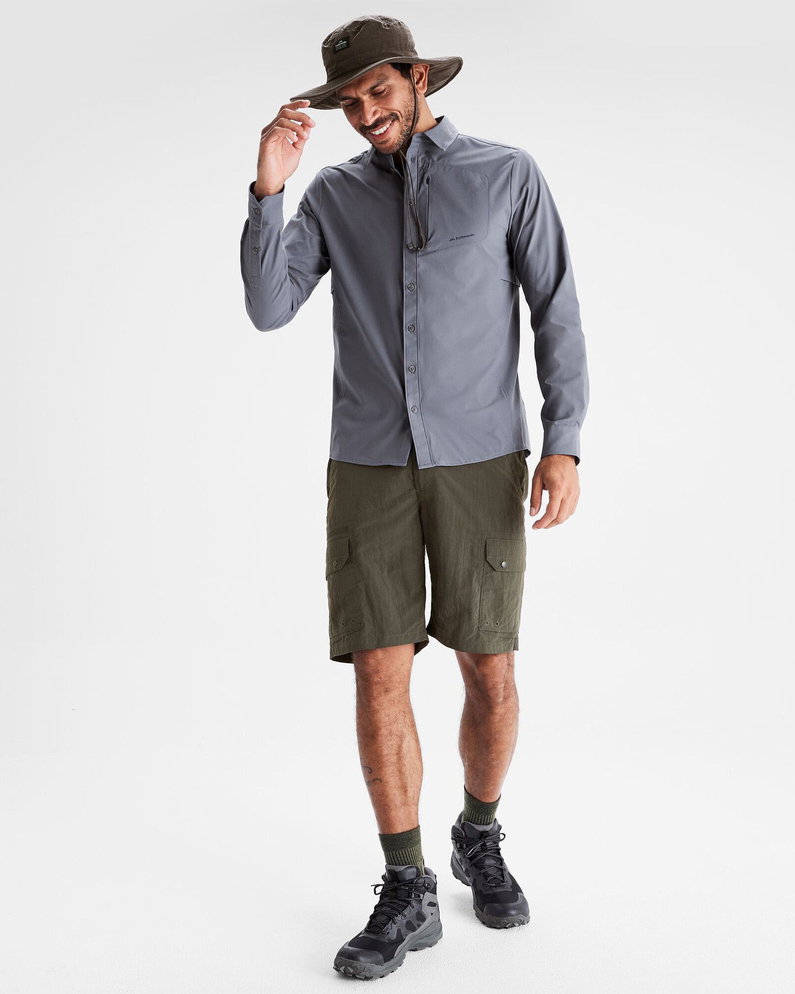 Men's Sun Protection Long Sleeve Shirt - UPF 50+ Lightweight Quick-Dry Fishing Hiking Shirt in Light Navy - Perfect for Outdoor Activities & Sun Safety