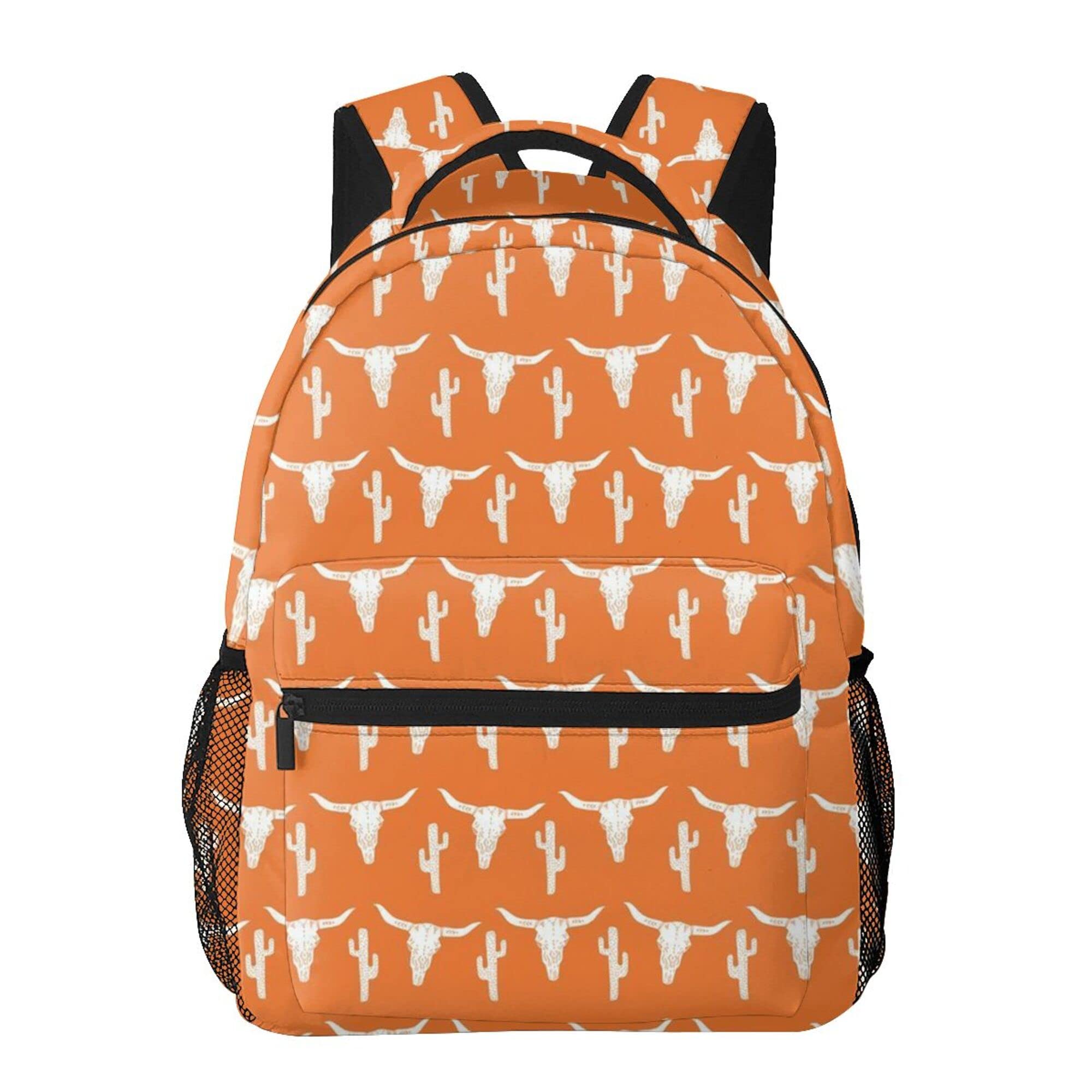 Stylish Travel Backpack for Women & Men - Longhorn Cattle Cow Texas Skull Cactus Design - Adjustable School & College Backpack - Perfect for Hiking, Commuting & Campus Life