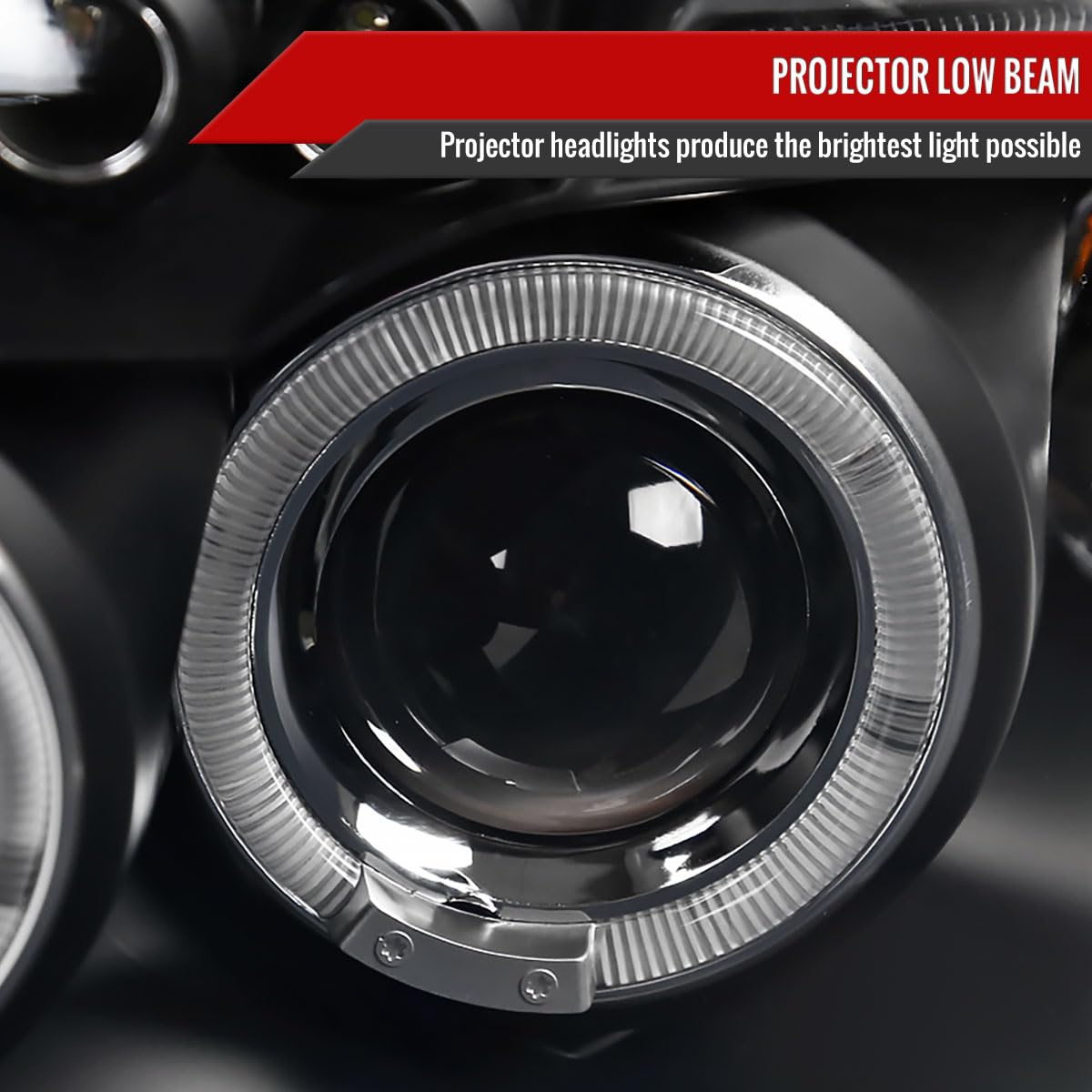 2007-2012 Dodge Caliber Black LED Halo Projector Headlights Pair - Left & Right Headlamps for Enhanced Night Driving & Custom Style