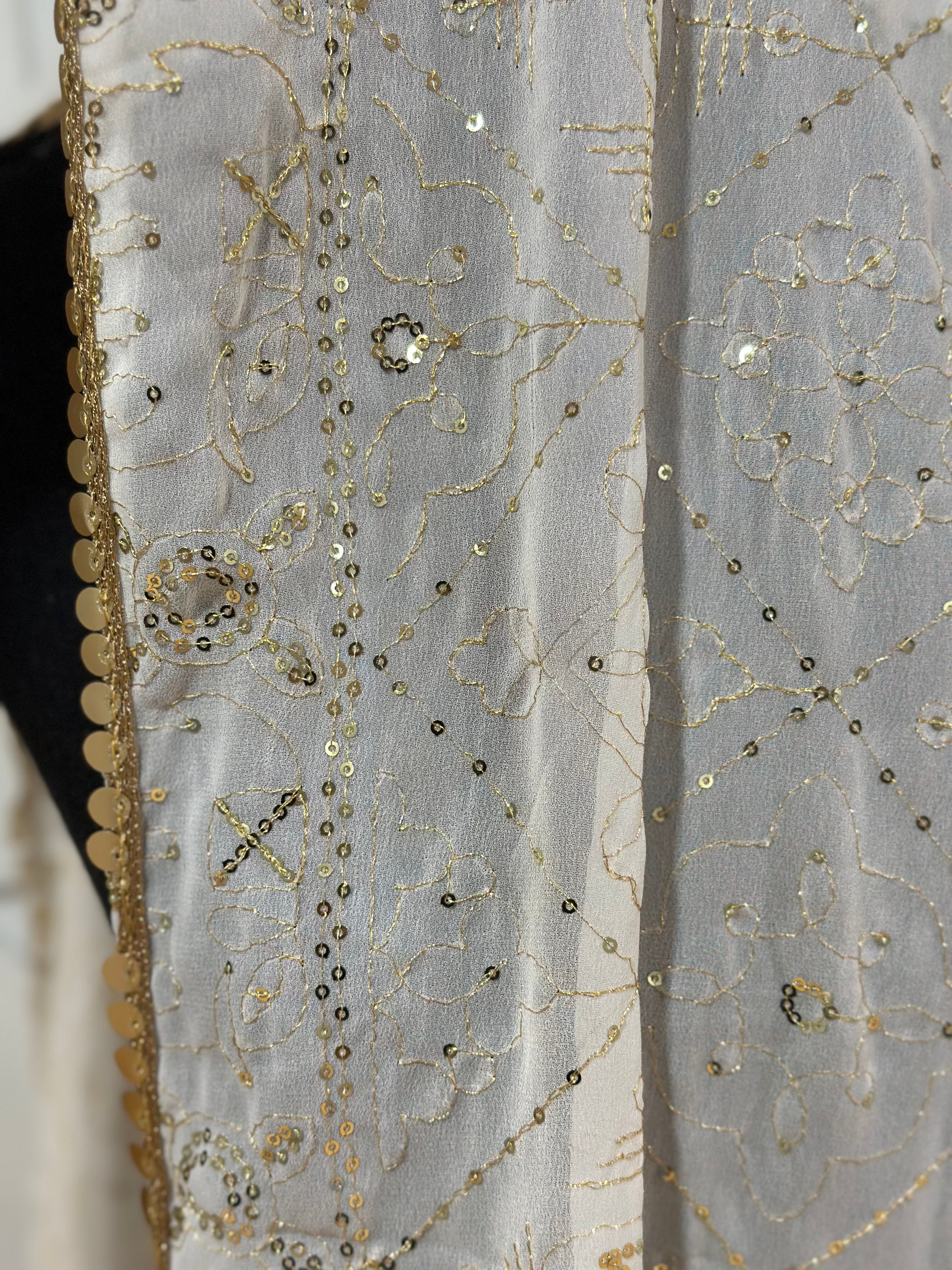 Elegant White and Gold Dupatta Scarf - Premium Embroidered Shawl for Women - Perfect for Weddings, Parties, and Festive Occasions