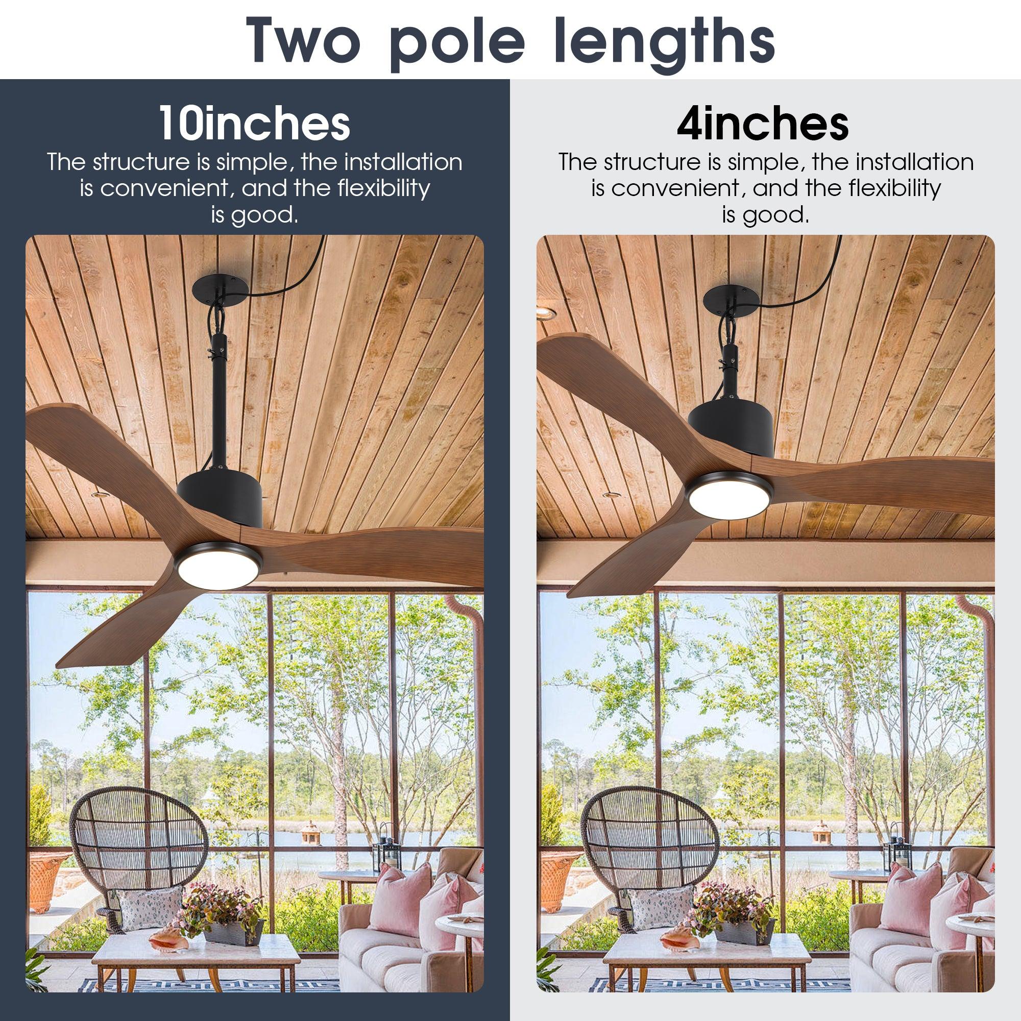 42 Inch IP65 Rated Outdoor Ceiling Fan with LED Light - Modern Black Design, Dniester DC Motor, Hanging Buckle & Downrod - Perfect for Patio, Deck, Pergola and Outdoor Living Spaces