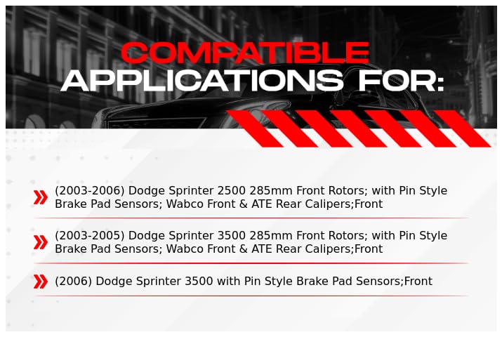 R1 Concepts Premium Front Brake Pads and Rotors Kit with Hardware & Sensor - OE Performance Replacement for 2003-2006 Dodge Sprinter 2500/3500 | Smooth Stopping Power for Commercial Vans & Delivery Trucks