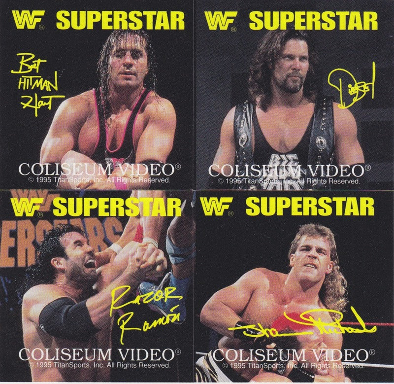 Vintage 1995 WWF Wrestling Stickers Sheet - 4 Collectible Wrestling Stickers for Fans & Memorabilia - Perfect for Scrapbooks, Albums, and Wrestling Merchandise Displays