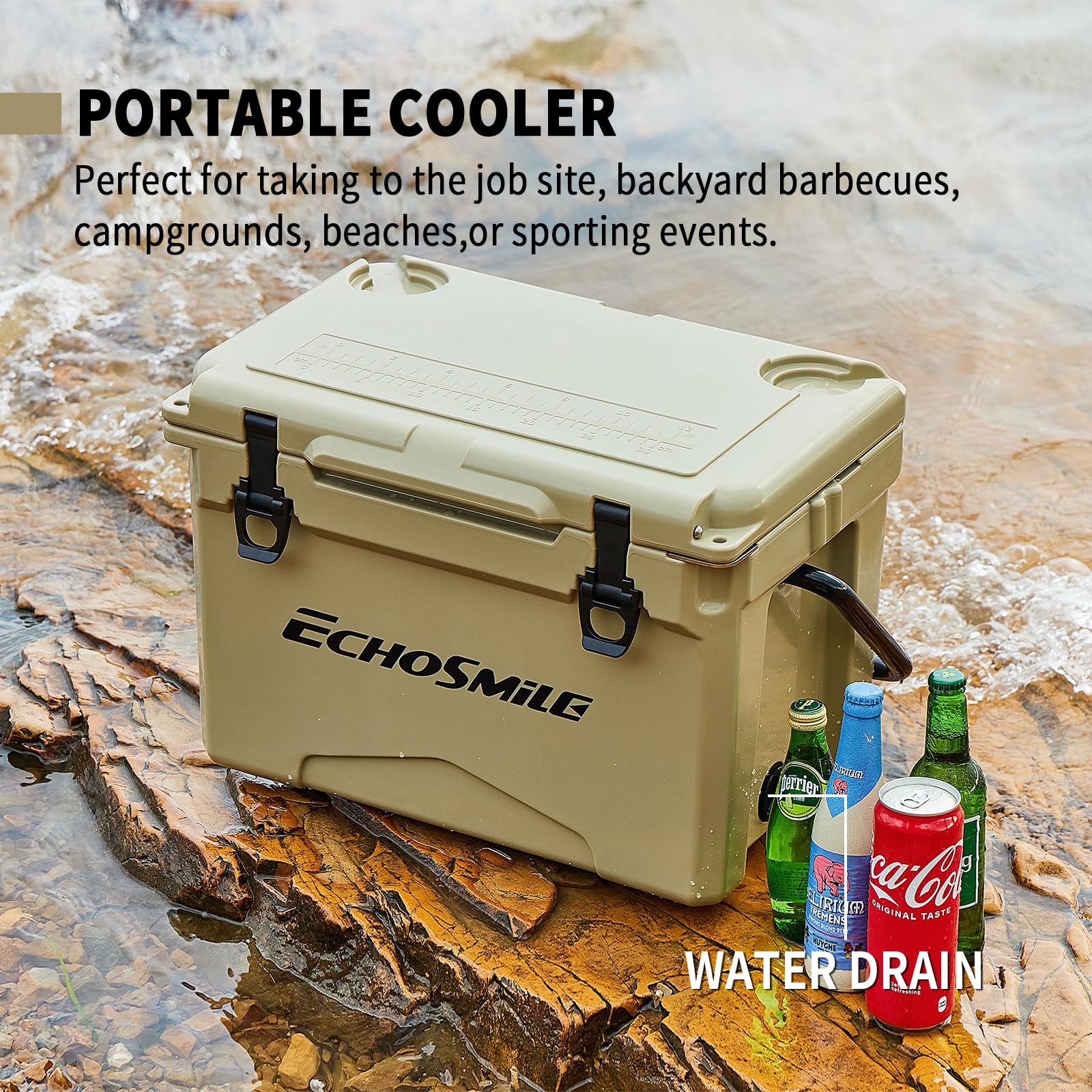EchoSmile 25/30/35/40/60/75 Quart Rotomolded Cooler - Heavy Duty Insulated Cooler for Camping, Fishing, Tailgating & Outdoor Adventures