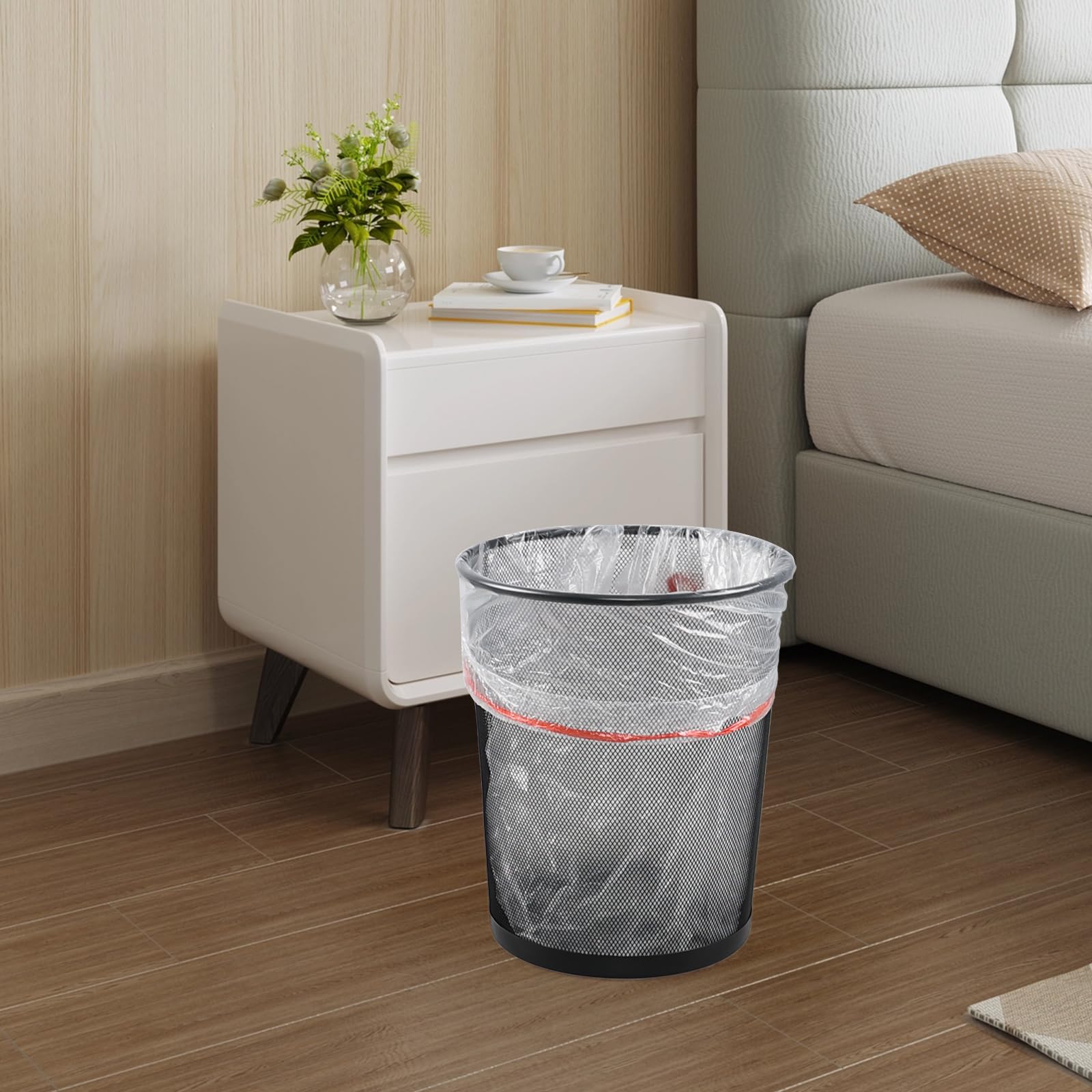 Yuright 5 Gallon Drawstring Trash Bags - Small Clear Garbage Bags with Handles (4 Rolls/220 Counts) - Perfect for Kitchen, Bathroom, Office & Car Waste Disposal